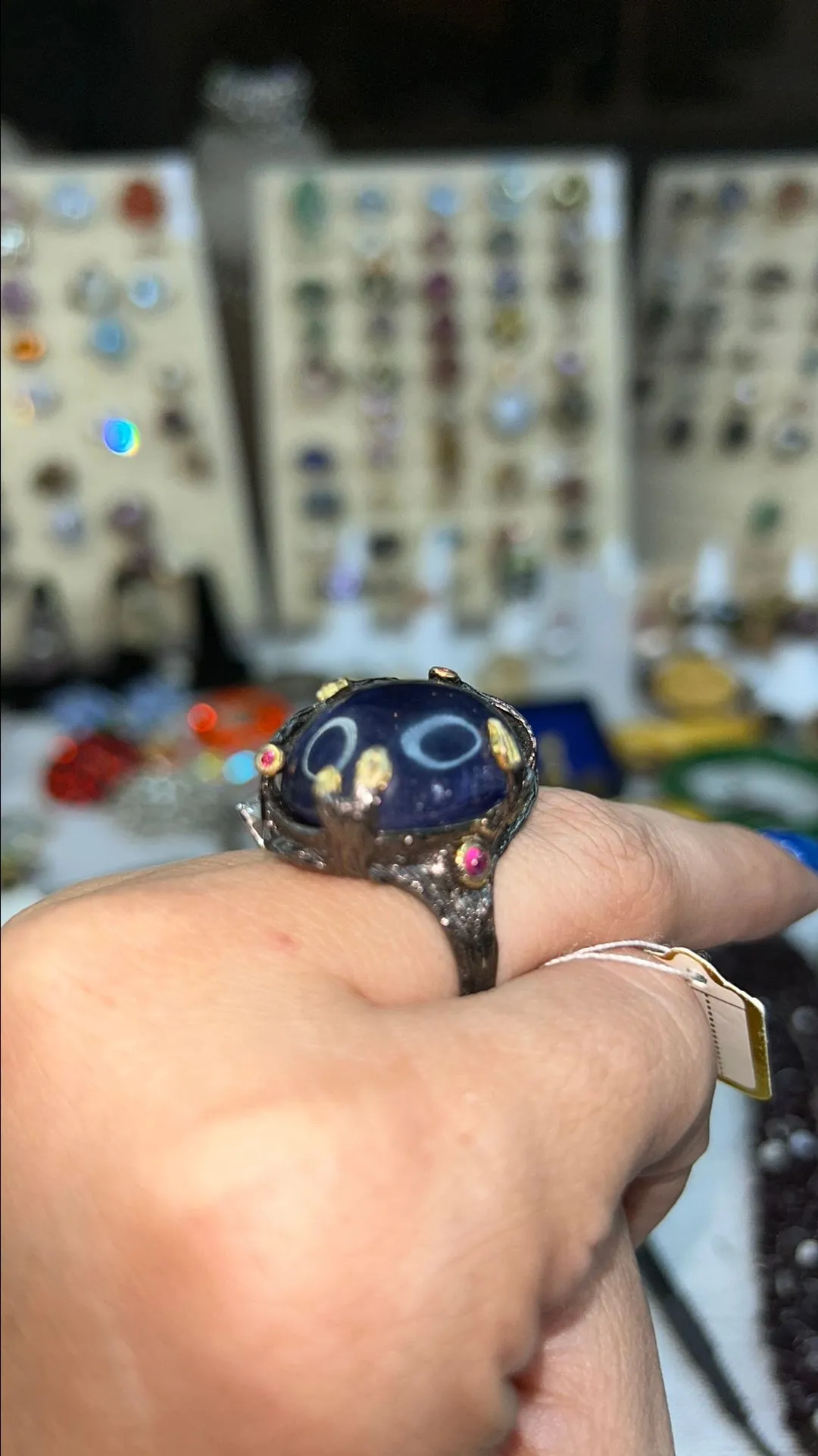 Product image for STERLING MONSTER SAPPHIRE SZ 10 RING