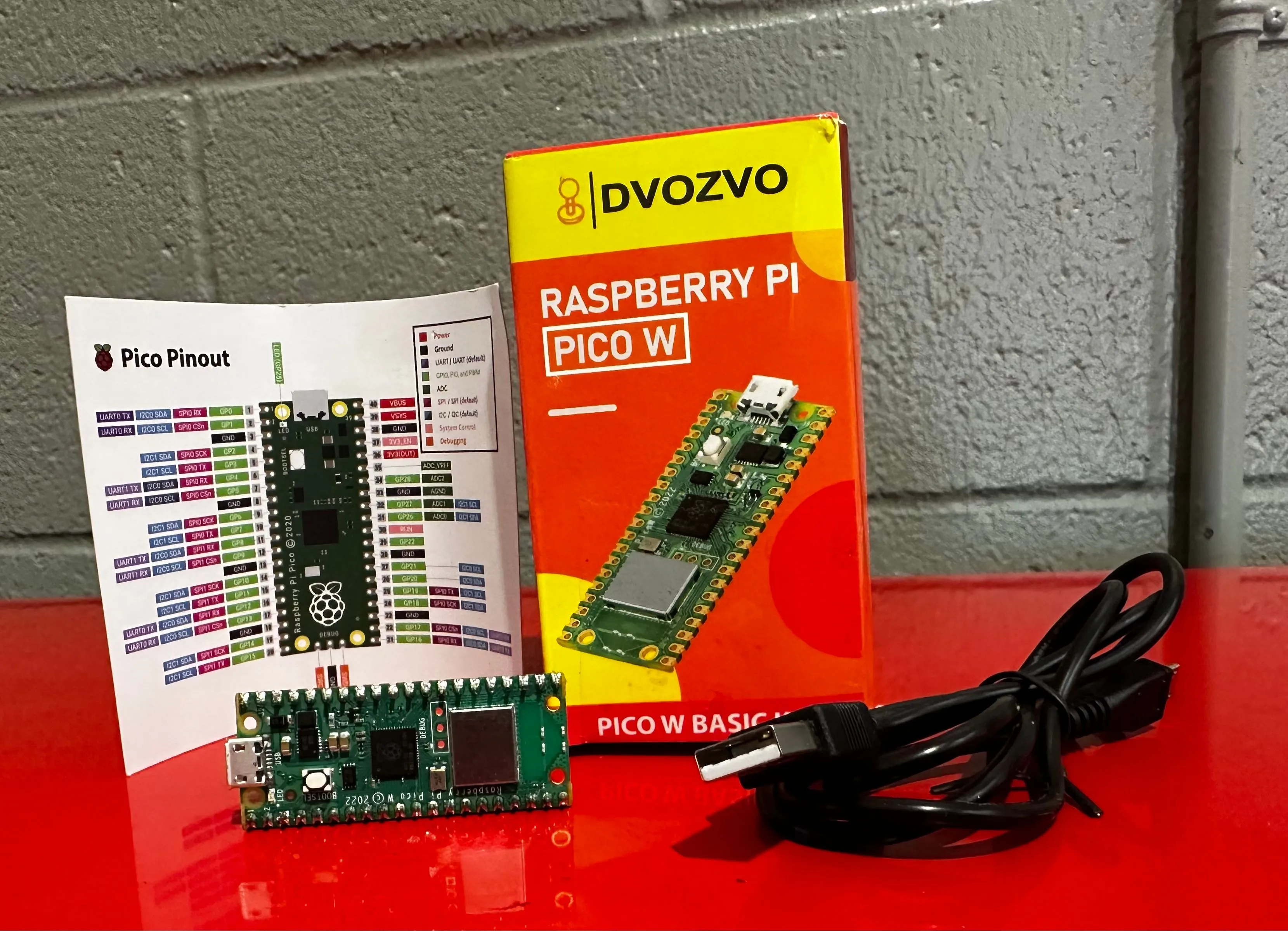 Product image for Raspberry Pi Pico W, Pre-soldered Pin Header ,Wireless & USB Cable