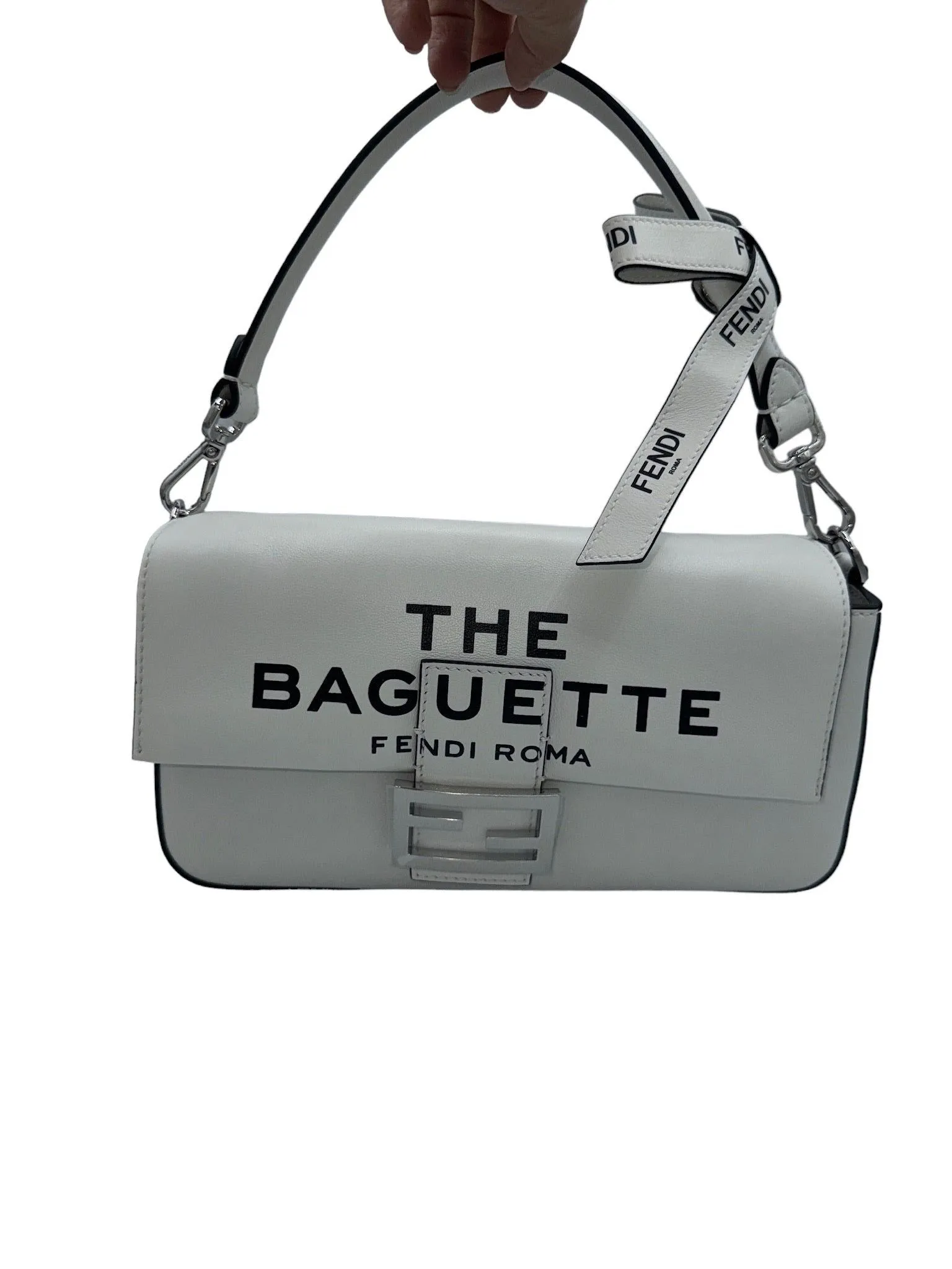 Product image for PRE-OWNED Maxi Baguette By Marc Jacobs White Canvas Shoulder Bag