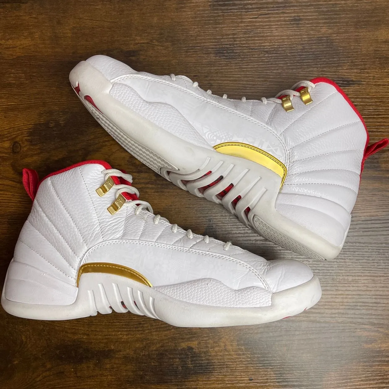 jordan 12 red white gold