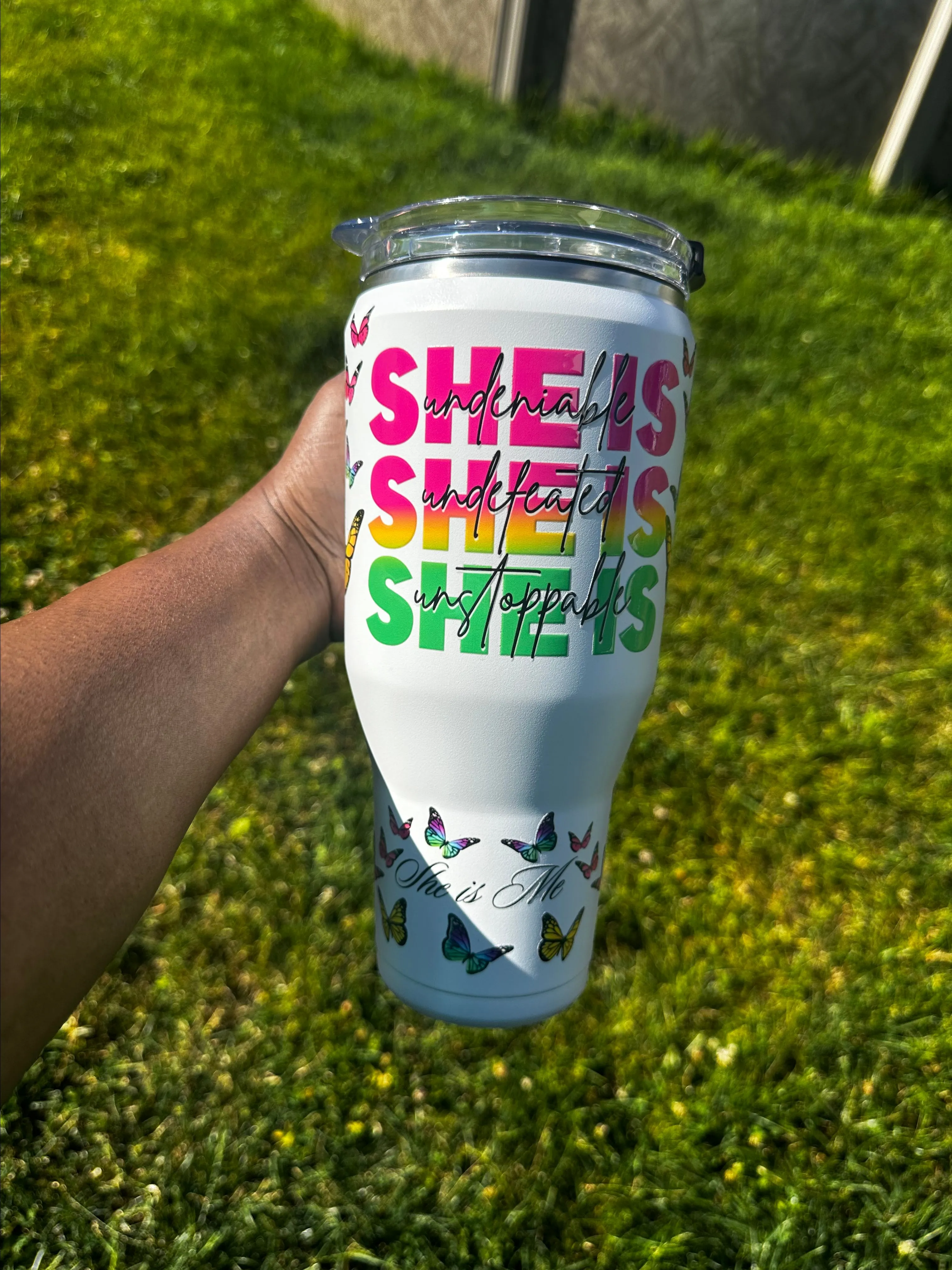 Product image for 40oz she is Pink spill proof tumbler cup