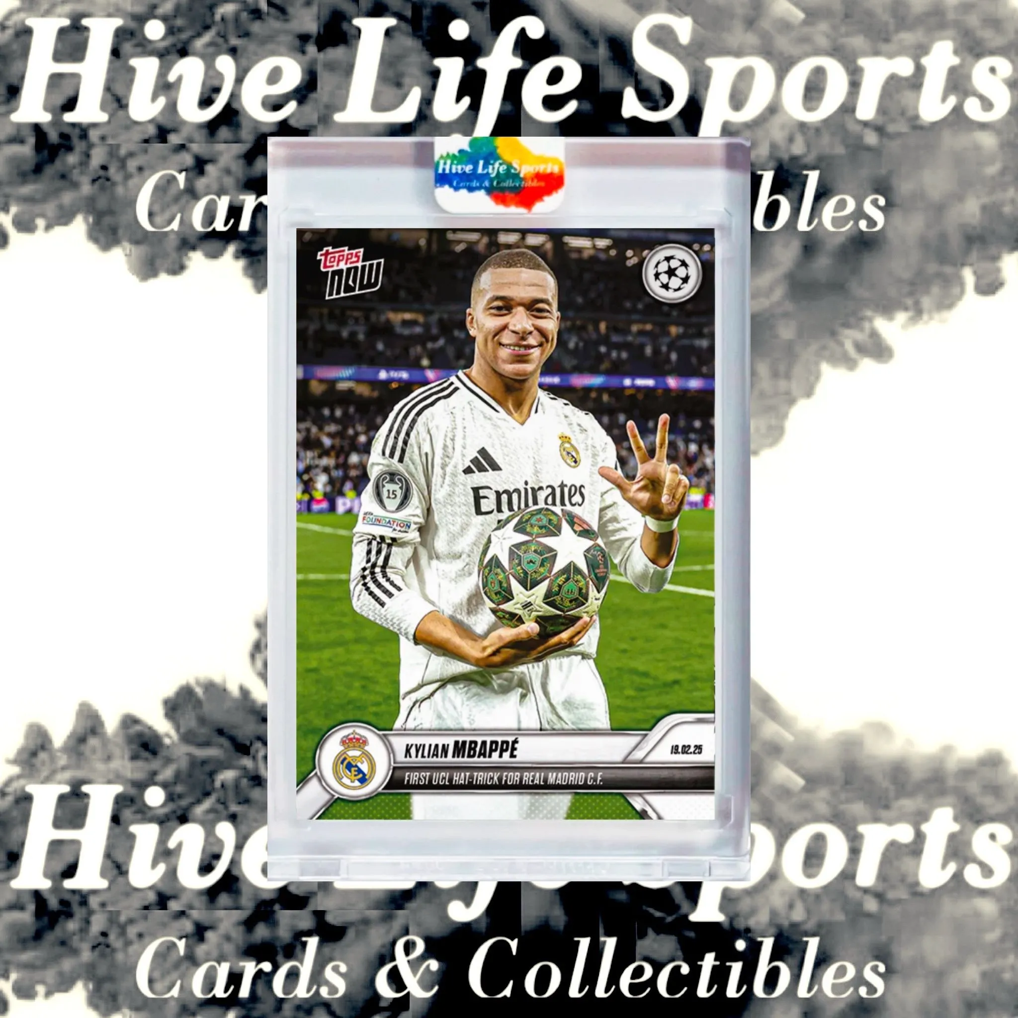 Product image for Kylian Mbappe 2024-25 Topps Now UCL #108 Real Madrid w/ HLS One Touch