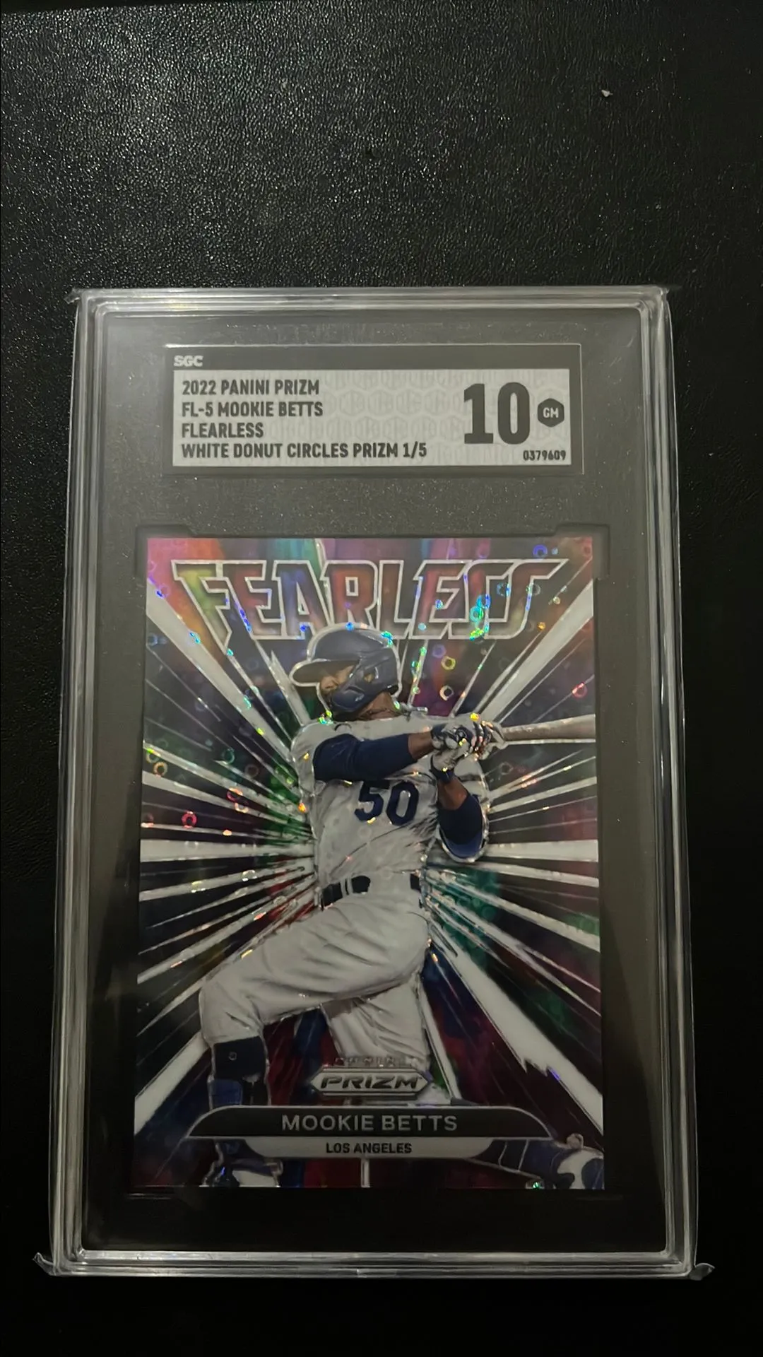 Product image for 2022 Panini Prizm Mookie Betts SGC Flearless White Donut Circles Prizm 10