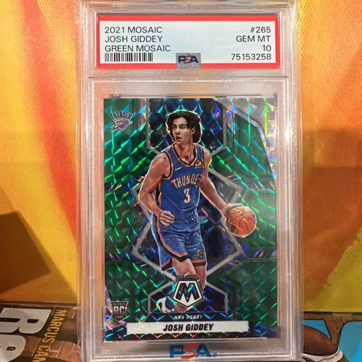Product image for 2021 Panini Mosaic Josh Giddey 265 Green Mosaic PSA GEM MT 10