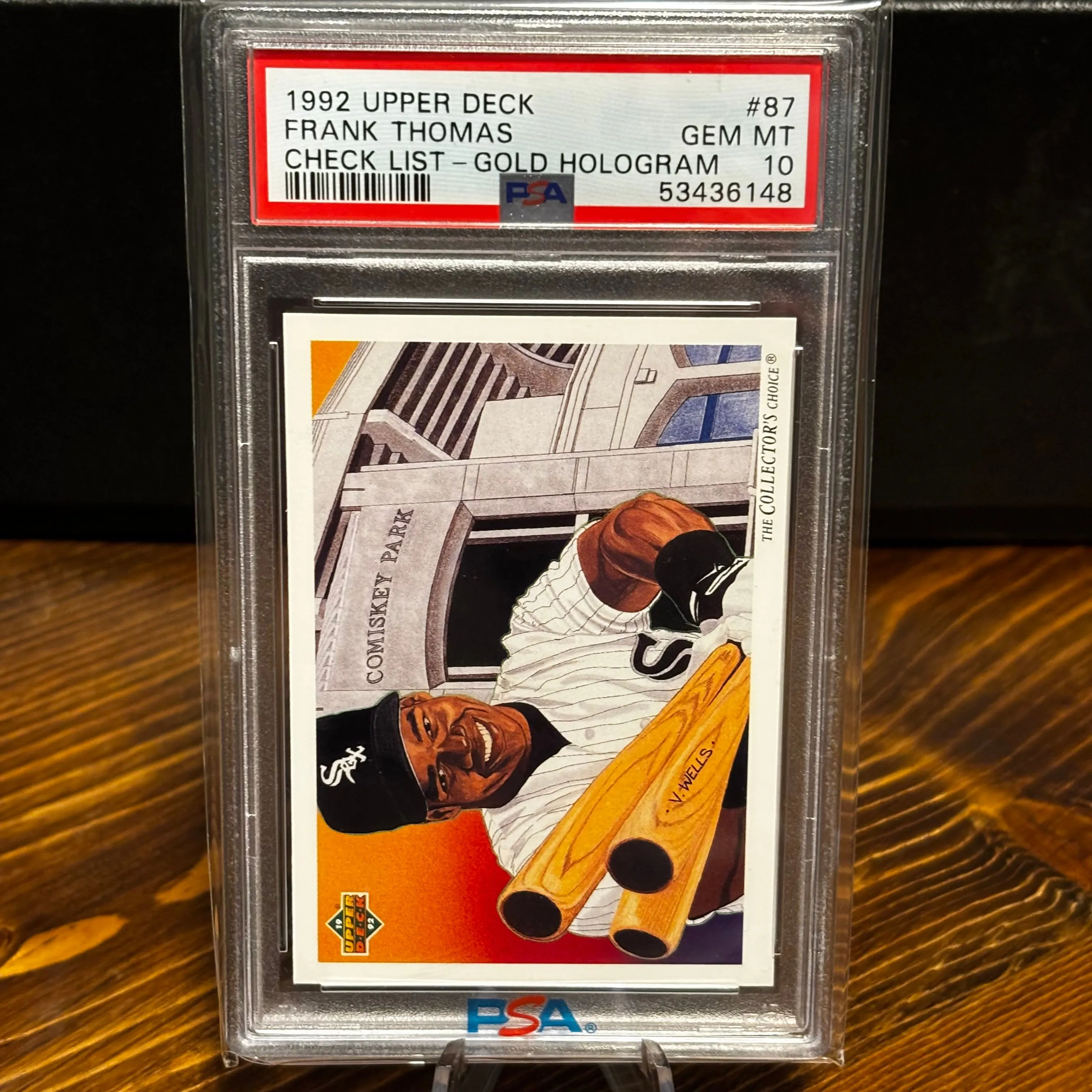 Product image for 1992 Upper Deck #87 Frank Thomas Checklist Gold Hologram PSA 10 Pop 11 White Sox