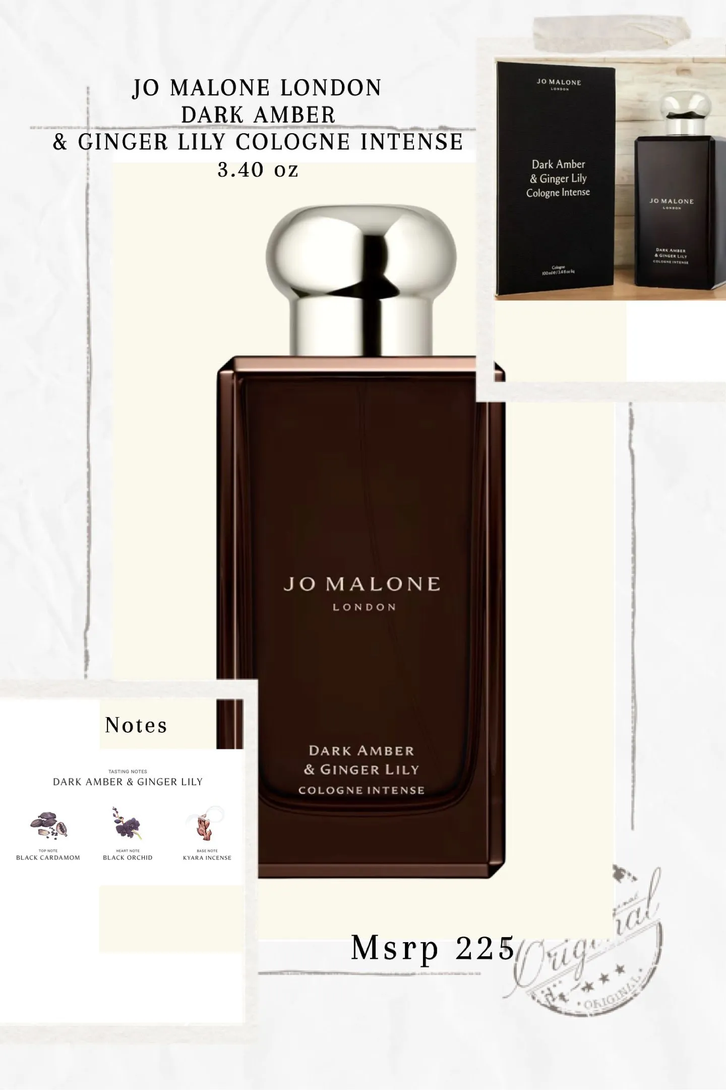 Product image for JO MALONE LONDON DARK AMBER & GINGER LILY COLOGNE INTENSE 3.4 FL oz 100 ML
