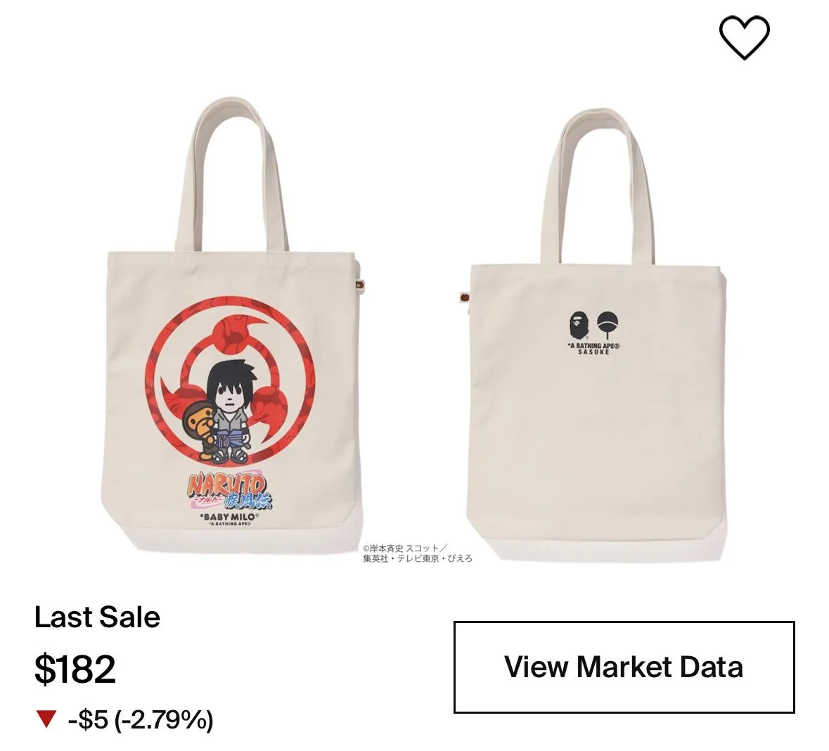 Product image for Bape x Naurto Tote Bag (sasuke)