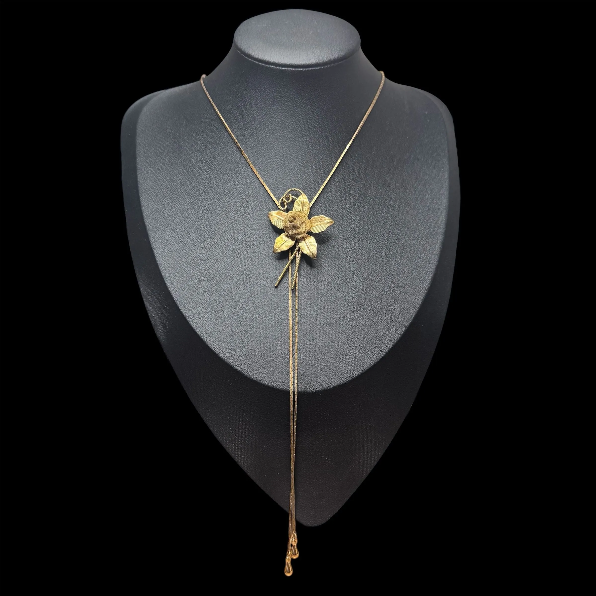 Product image for 4. Vintage Goldtone Floral Bolo necklace