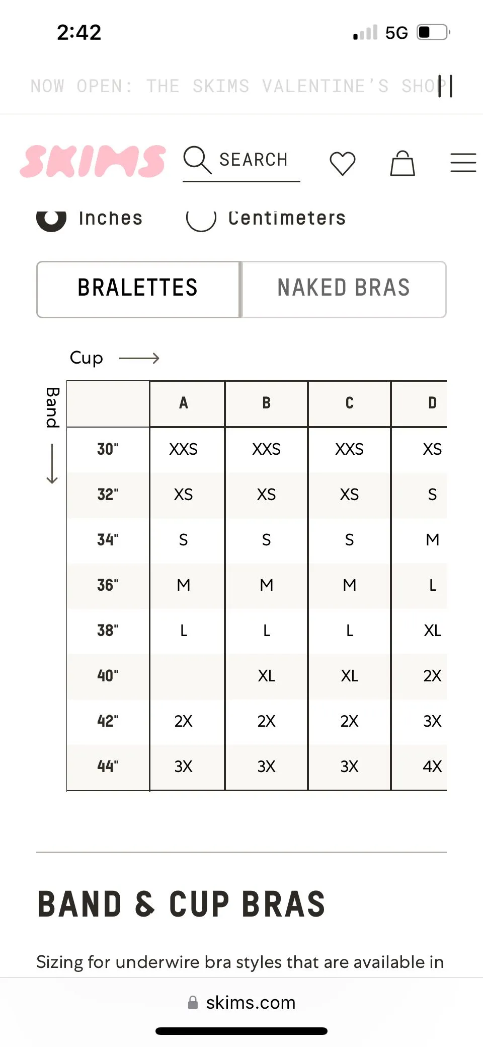 Product image for SKIMS BRALETTES SIZING