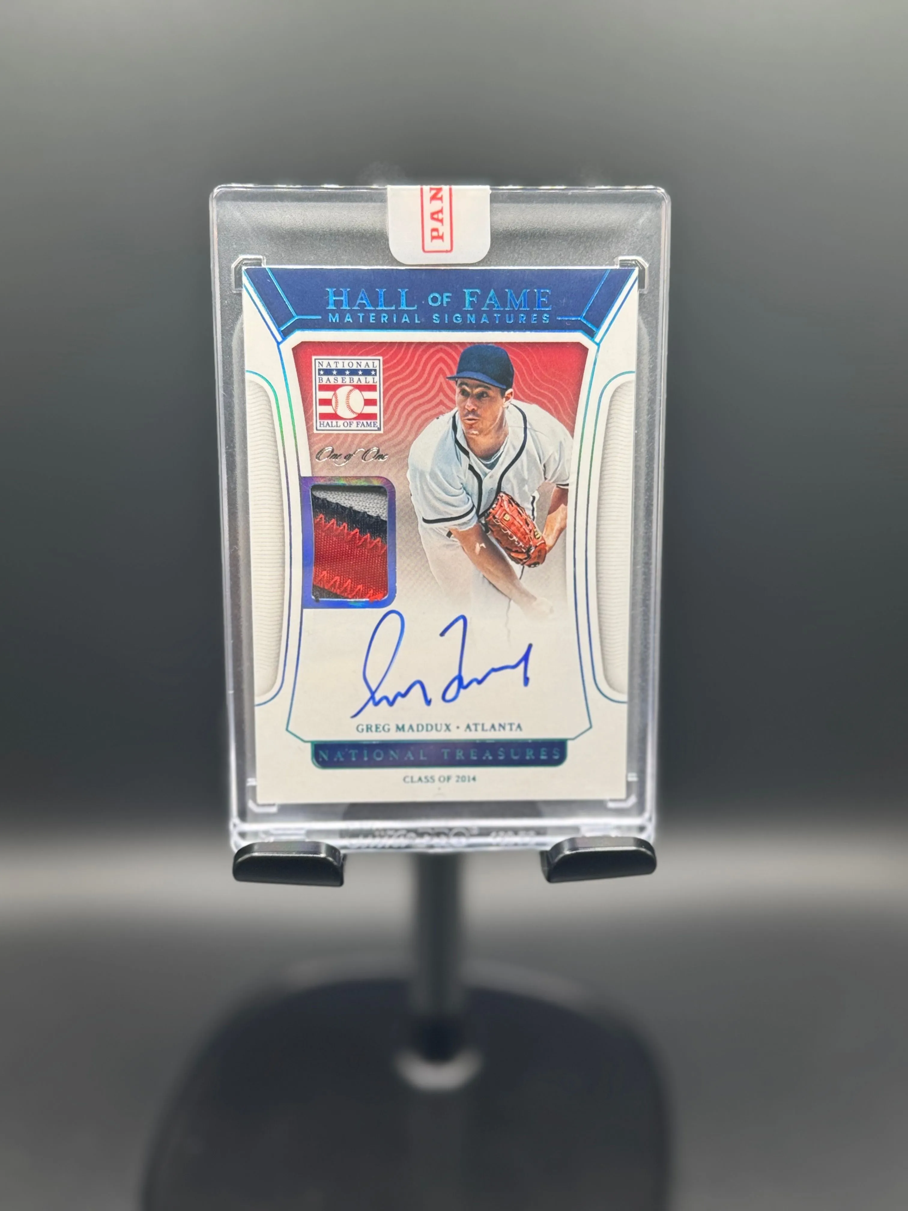 Product image for Greg Maddux National Treasures Patch Auto 1/1 Encases Redemption (On Card)