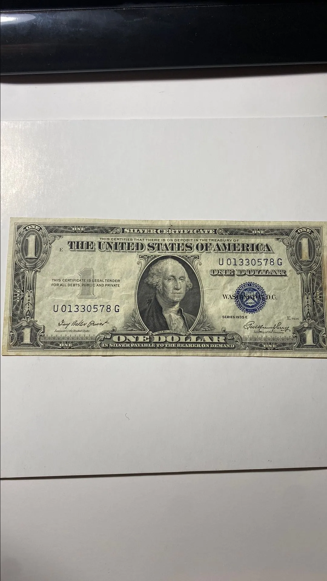 Product image for item #14 1$ silver certificate 1935E #U01330578G