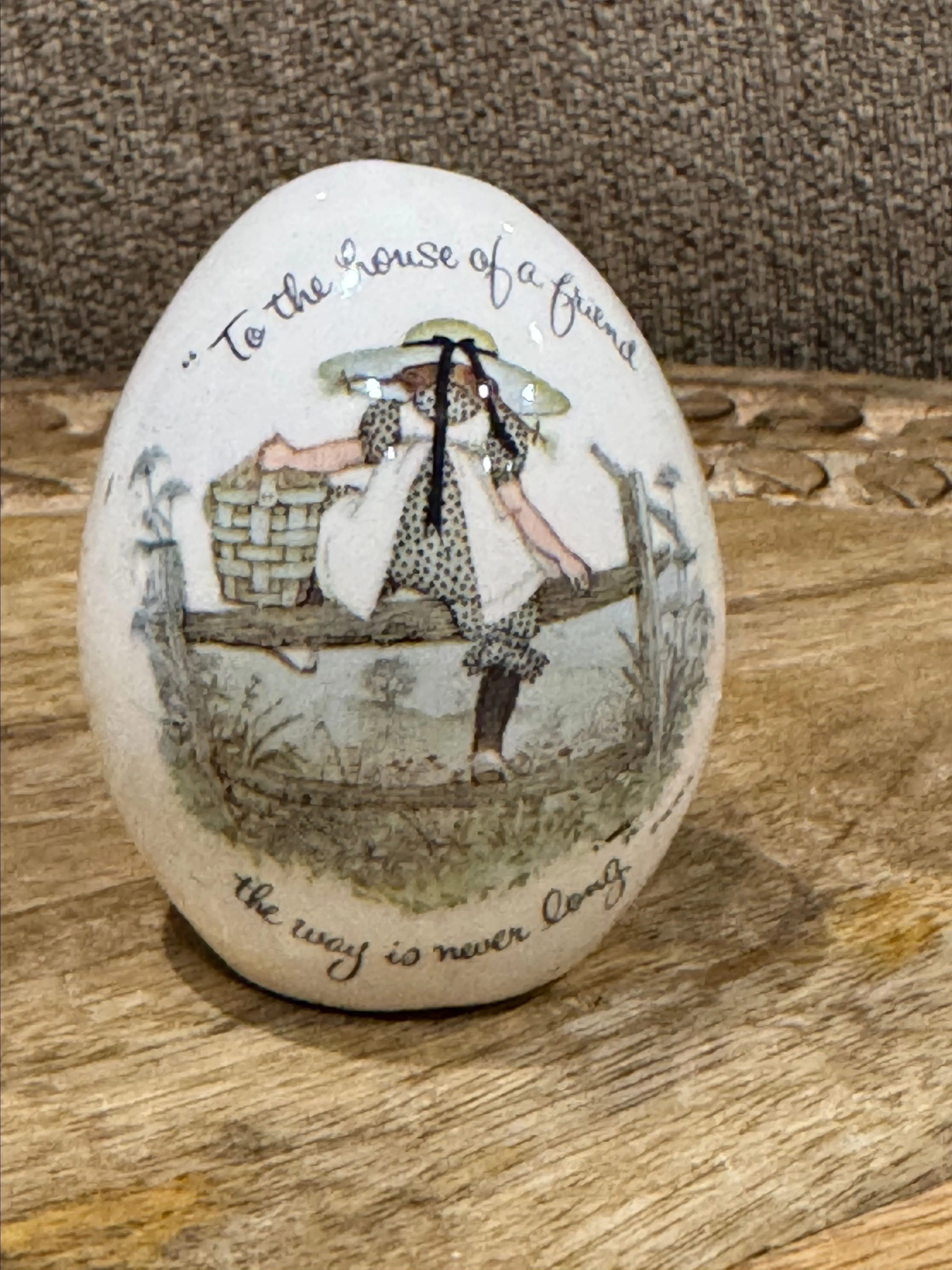 Product image for Vintage Holly Hobby Porcelain Egg "To The House of a Friend The Way Is Never Long"