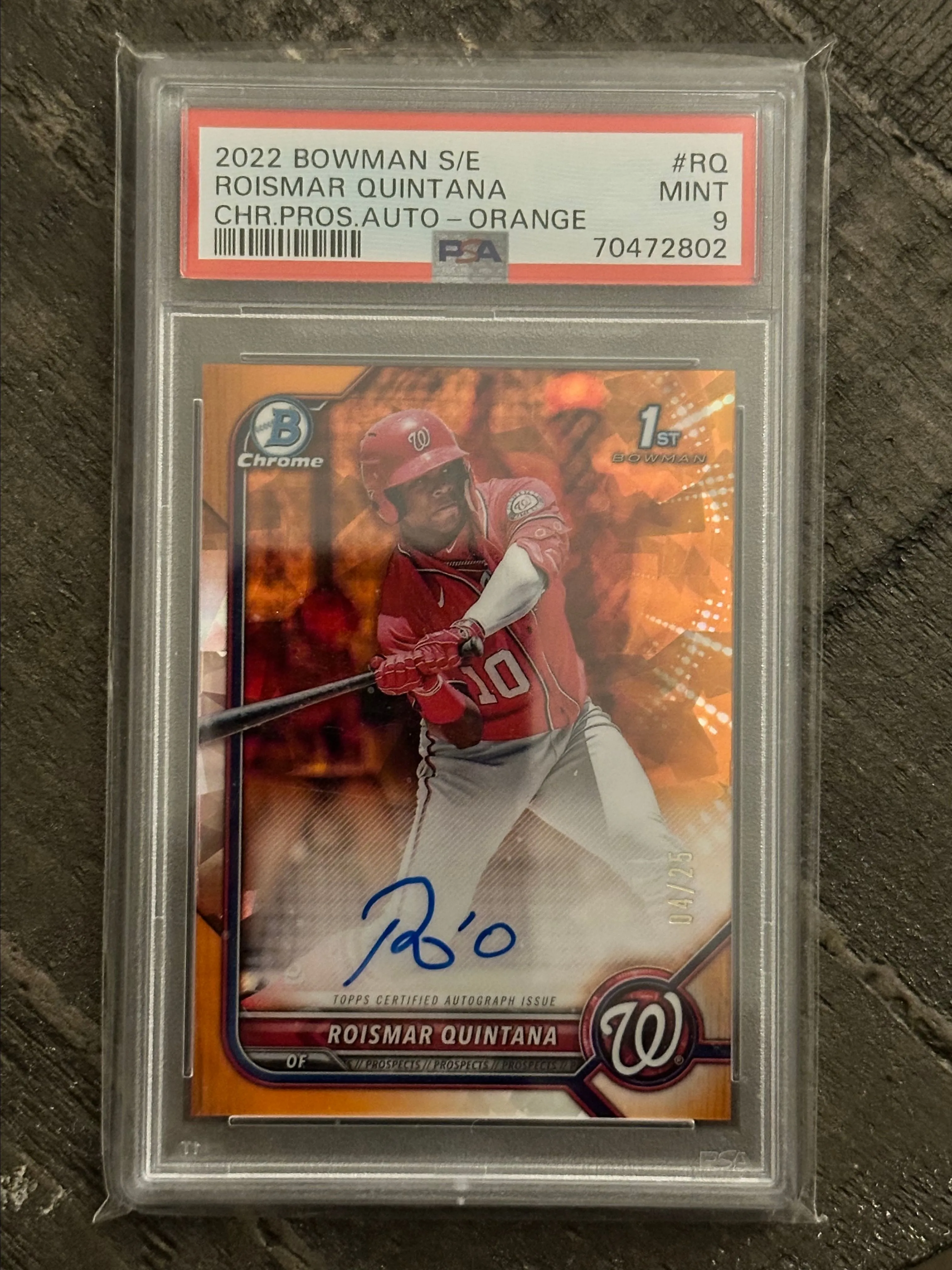Product image for 2022 Bowman Sapphire Edition Chrome Prospect Autographs Roismar Quintana RQ Chr.Pros.Auto-Orange PSA