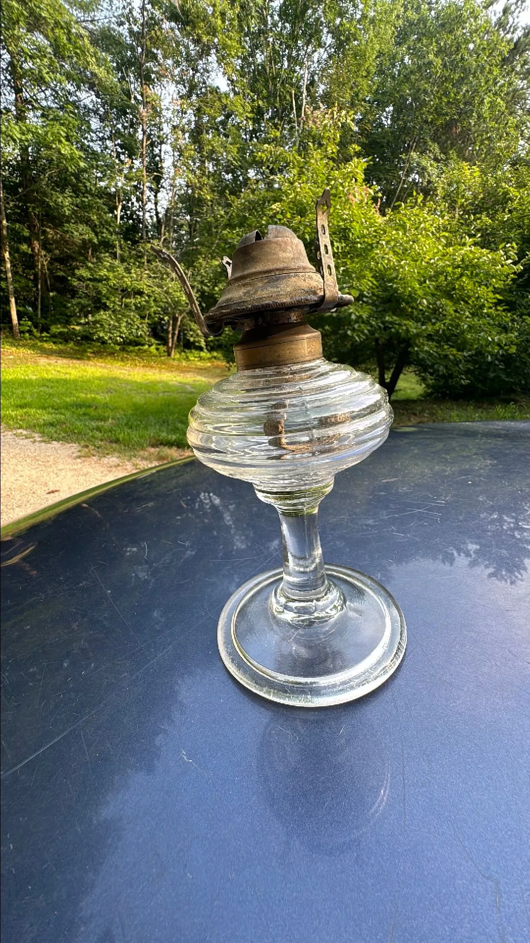 Product image for Antique tear drop glass oil lamp