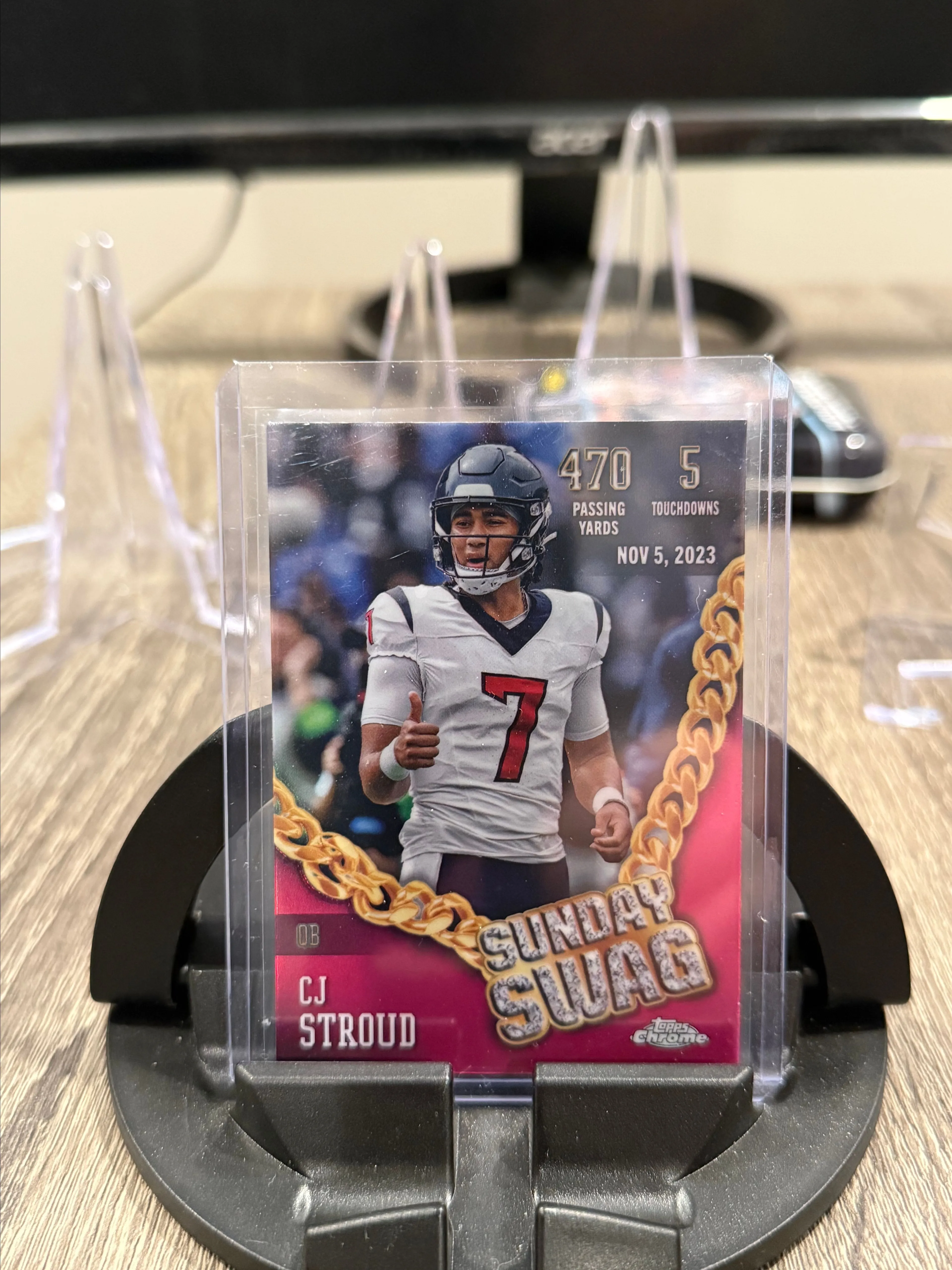 Product image for CJ Stroud Sunday Swag Pink Topps Chrome