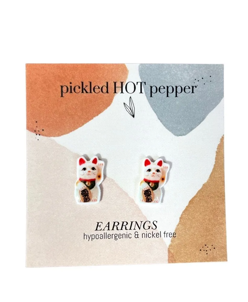 Product image for Lucky cat wave stud earrings