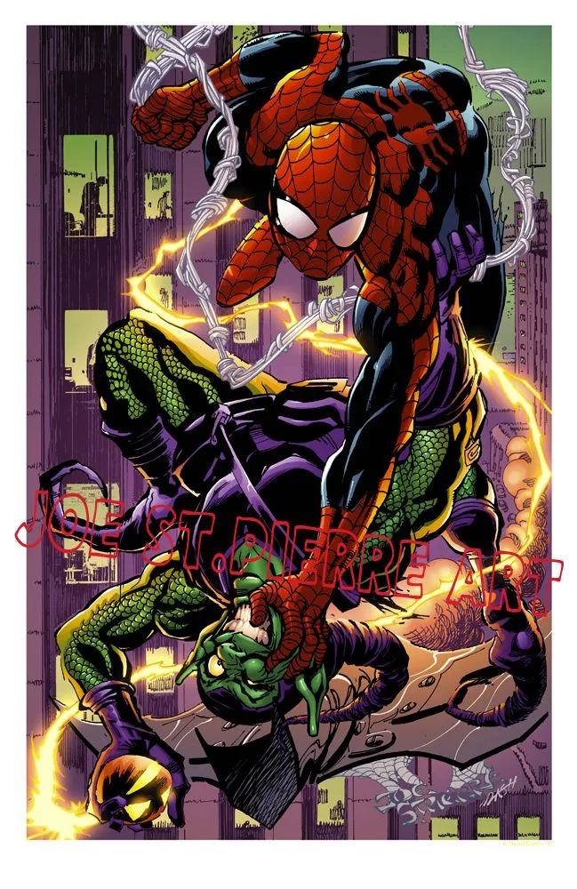 Product image for 318 SPIDER-MAN v GREEN GOBLIN II 11"x17" Print!  AUTOGRAPHED