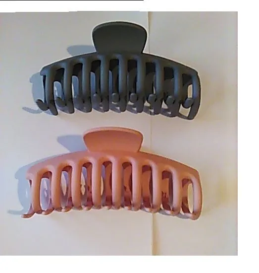 Product image for 2 Hair Clips/Claws Large Dusty Pink And Gray Plastic Durable New