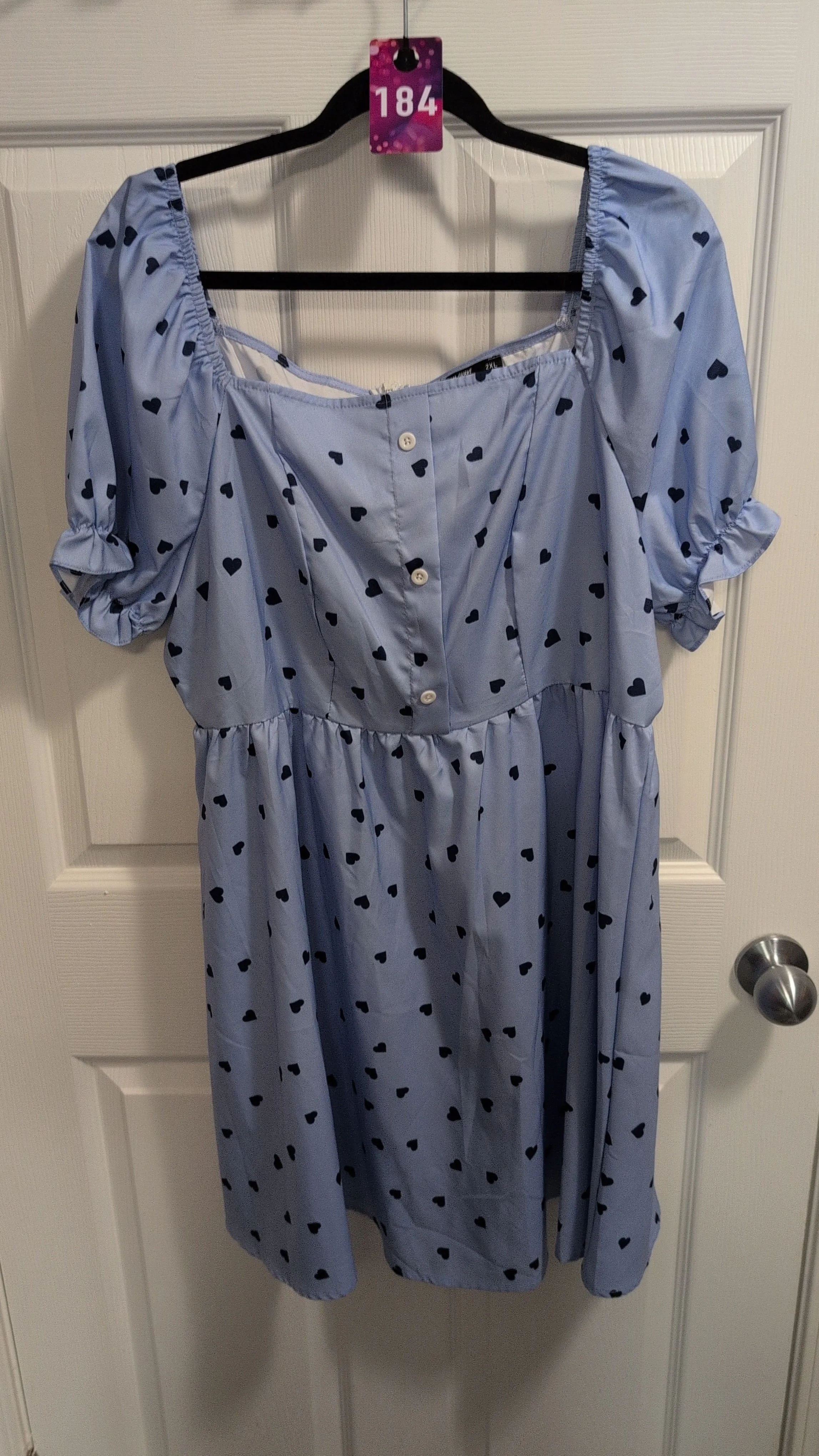 Product image for 184 Shein Curve light blue babydoll dress puff sleeves square neckline size 2X