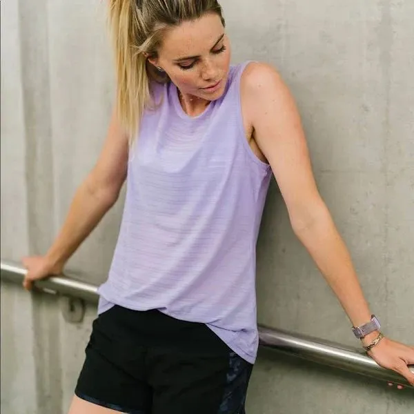 Product image for Zyia Active Medium Purple Lavender Luxe Muscle Tank Top Perforated Light Weight