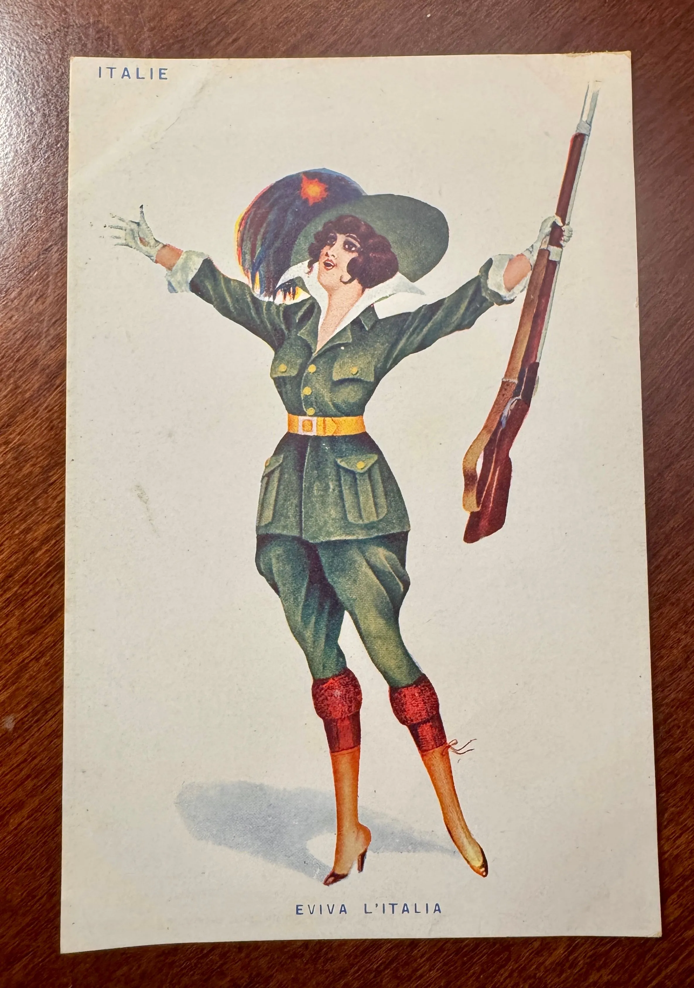 Product image for Italian Woman Soldier / Antique French Postcard