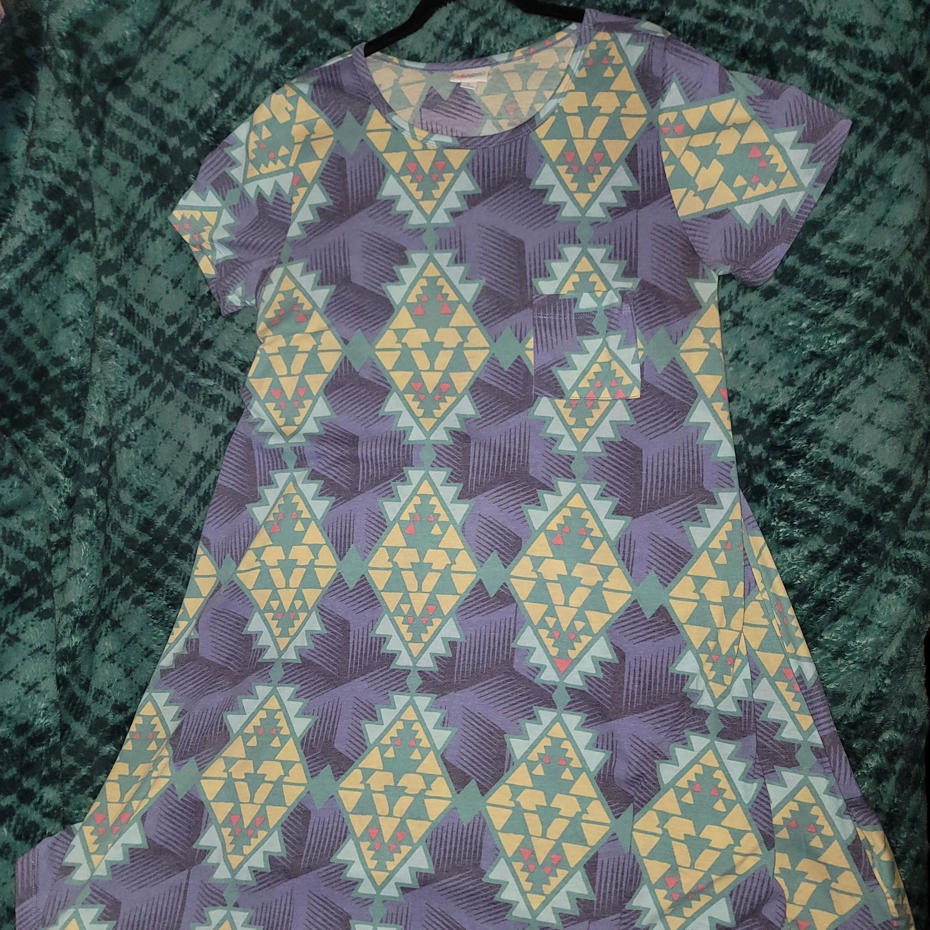 LuLaRoe blue and green large dress NWOT1