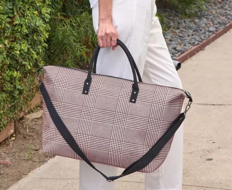 Product image for Lulu Darma  Black White Plaid Weekender Bag