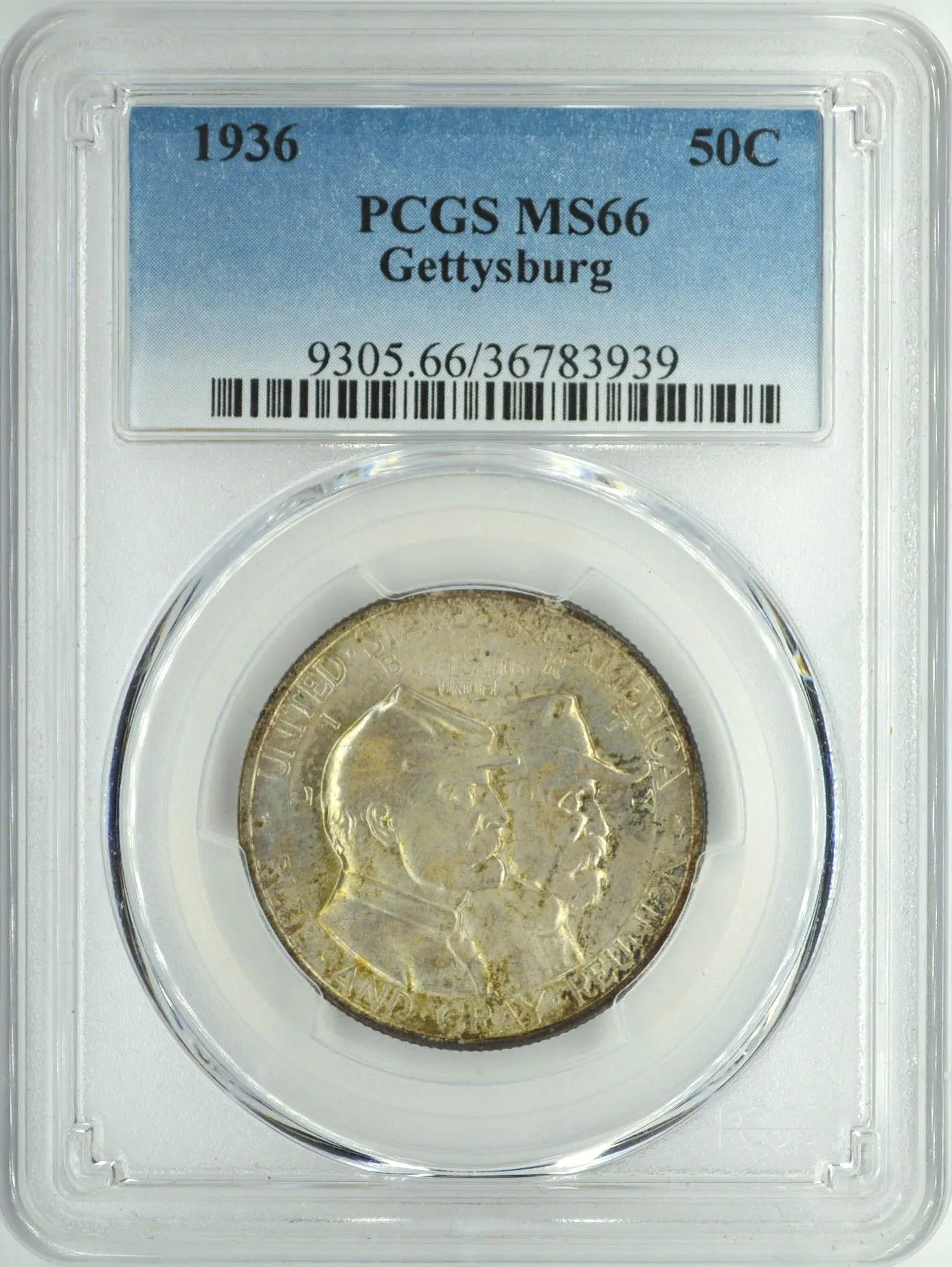 Product image for 1936 GETTYSBURG COMMEMORATIVE HALF DOLLAR 50C PCGS MS 66