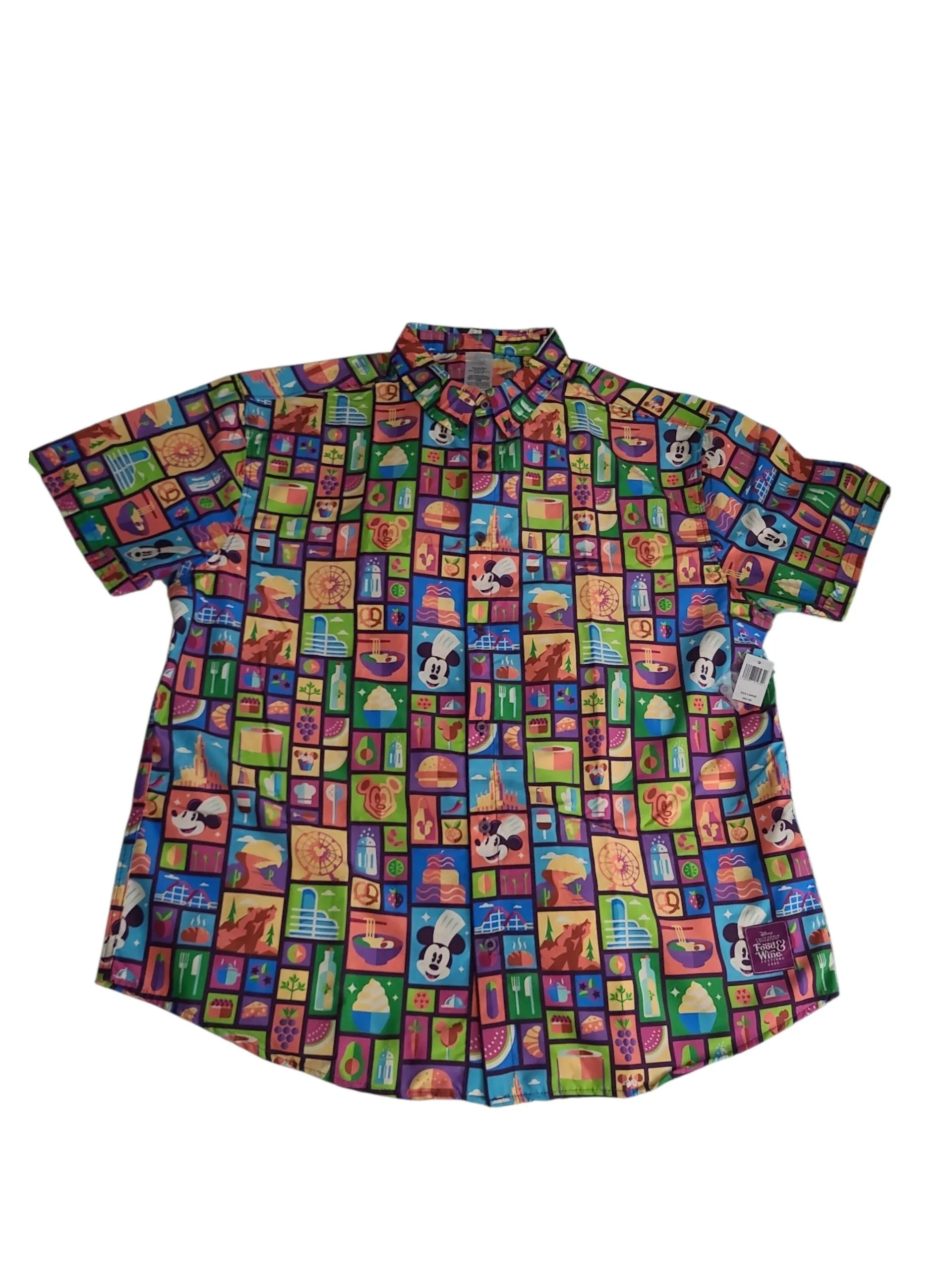 Product image for Disneyland  Resort Size XXXL California Adventure 2025 Food & Wine Festival Button Down Shirt NWT