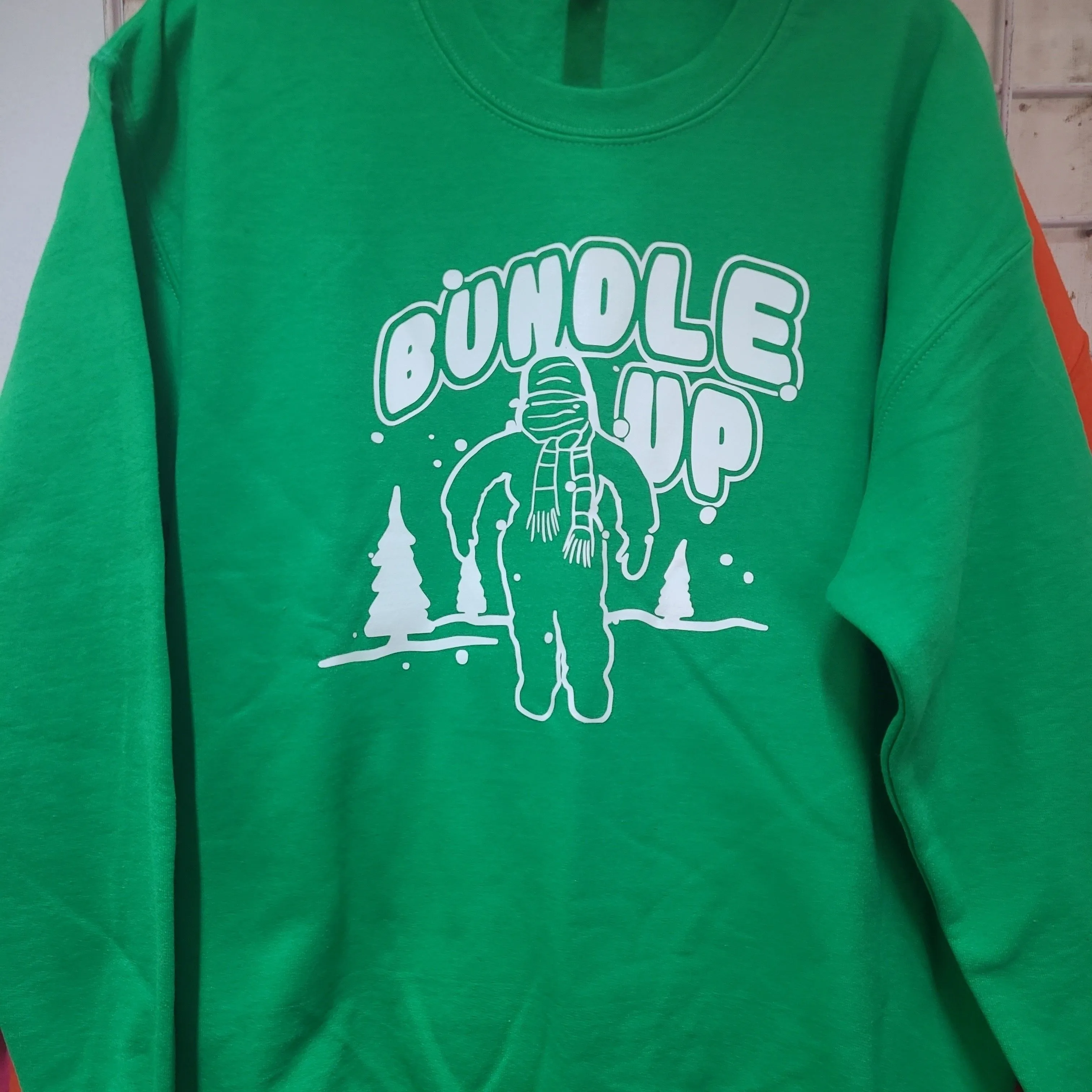 Product image for Kelly Green Crewneck Sweatshirt with Bundle Up Design