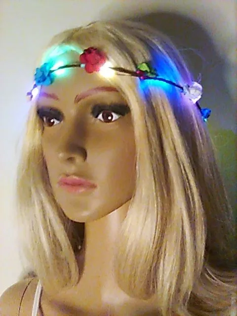 Product image for H200. Headband LED Light Up Flowers Crown 3 Speeds Festival Hippie Colorful