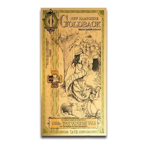 Product image for New Hampshire Goldback 1/1000th Troy oz