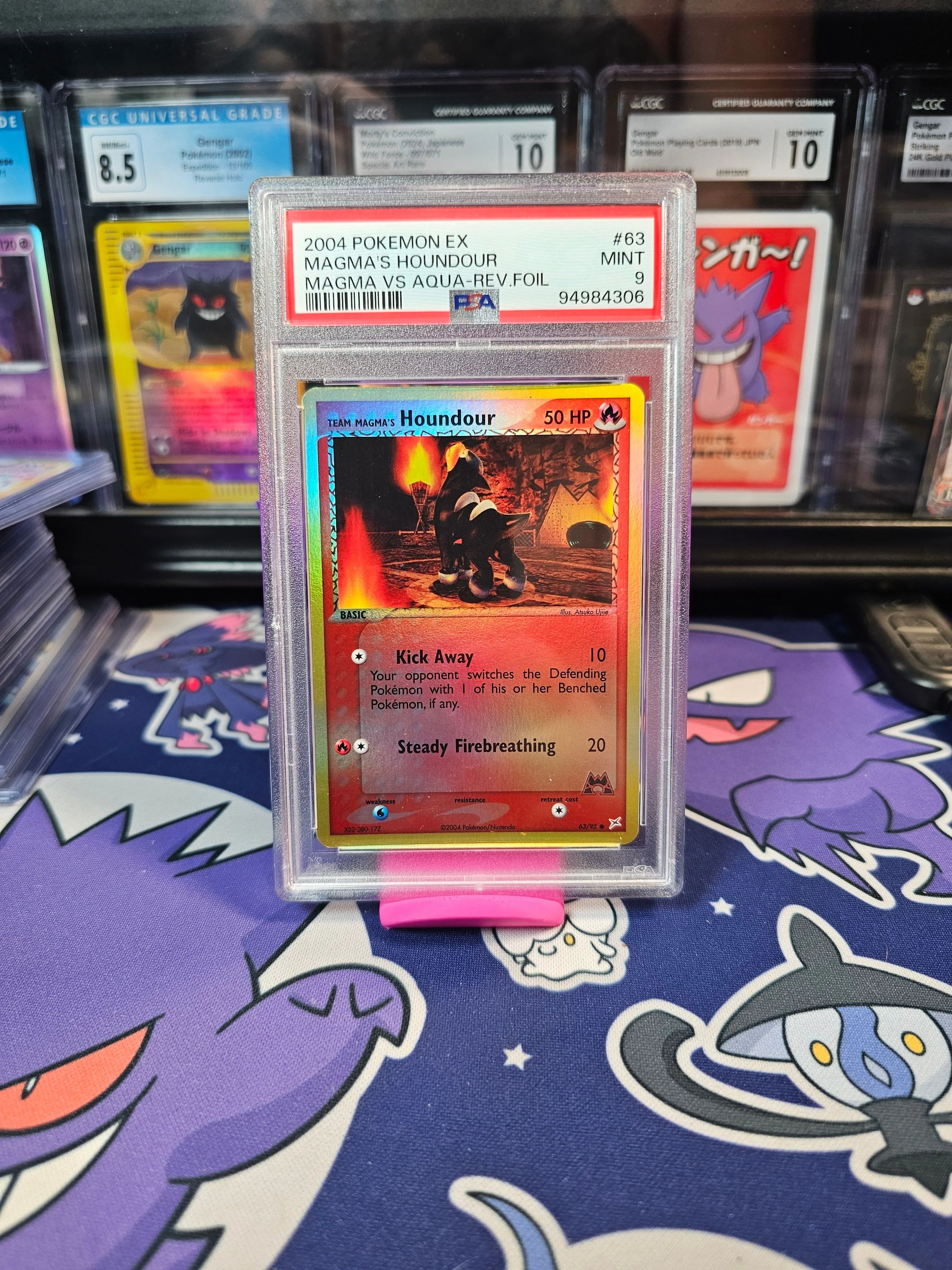 Product image for 3. Team Magma's Houndour Rev Holo PSA 9