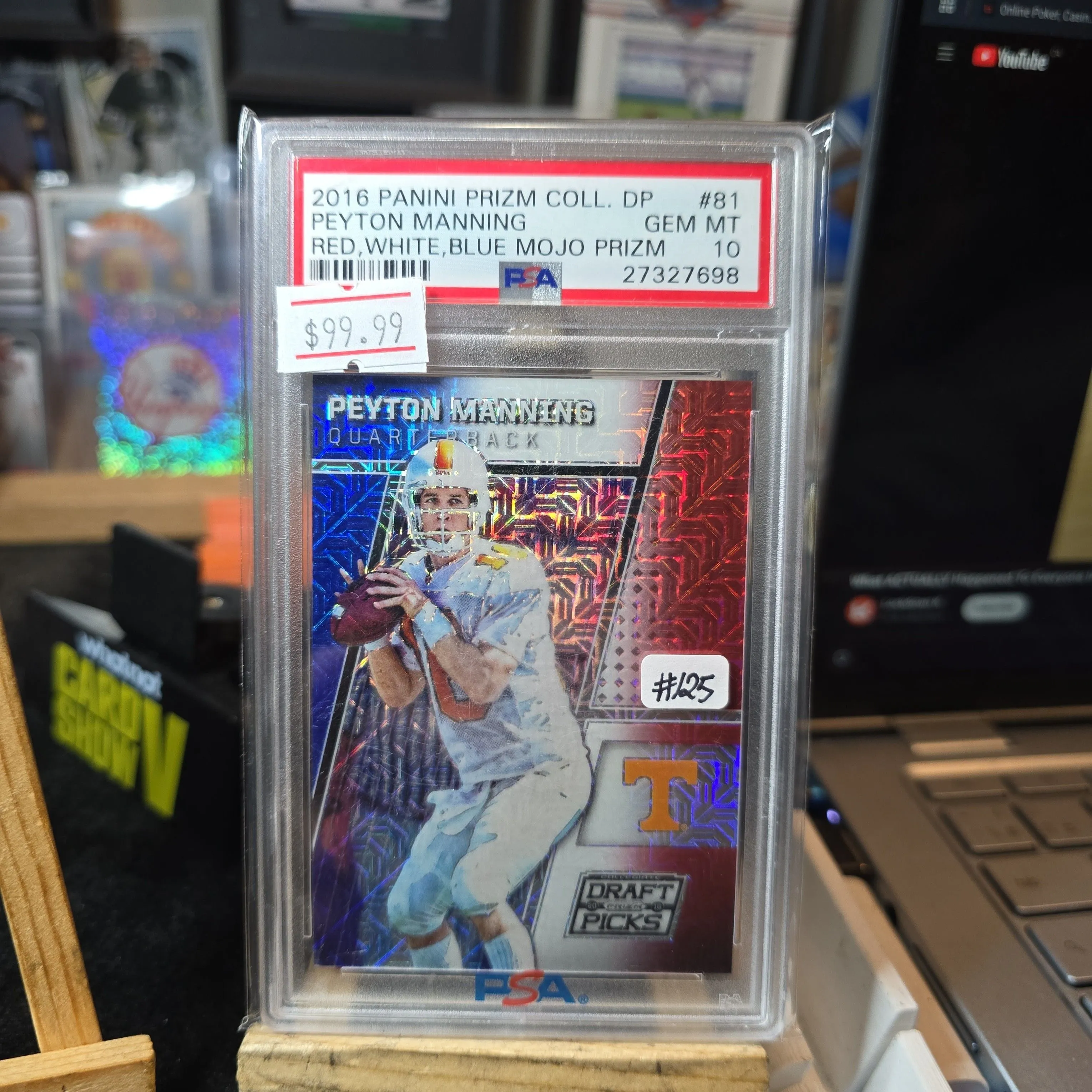 Product image for 2016 Panini Prizm Collegiate Draft Picks Peyton Manning RC 81 Red,White,Blue Mojo Prizm PSA GEM MT