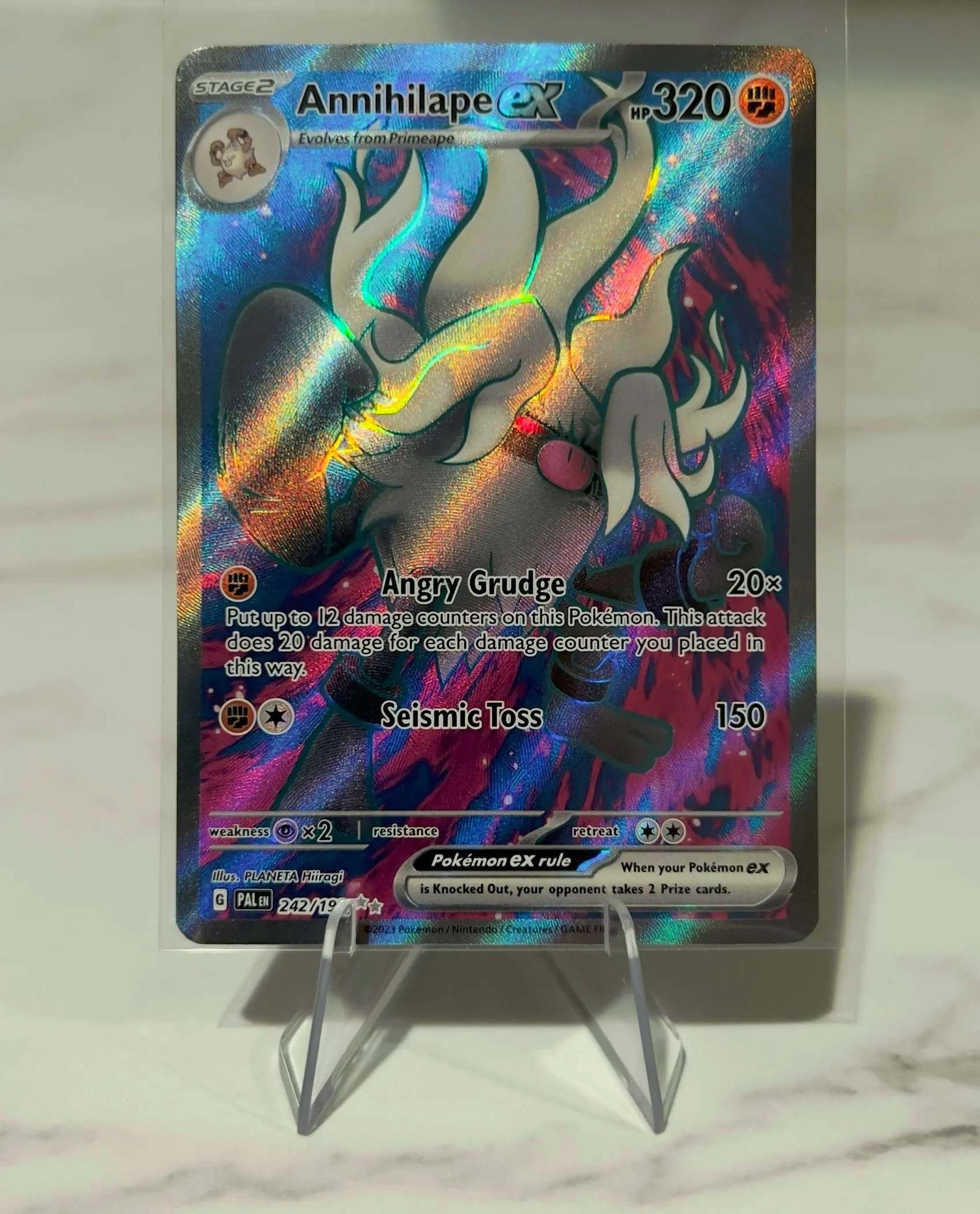 annihilape pokemon card ex - 242/193 - Paldea Evolved Fighting / 320 / Stage 2 Attack 1 Pokemon - Annihilape ex 242/193