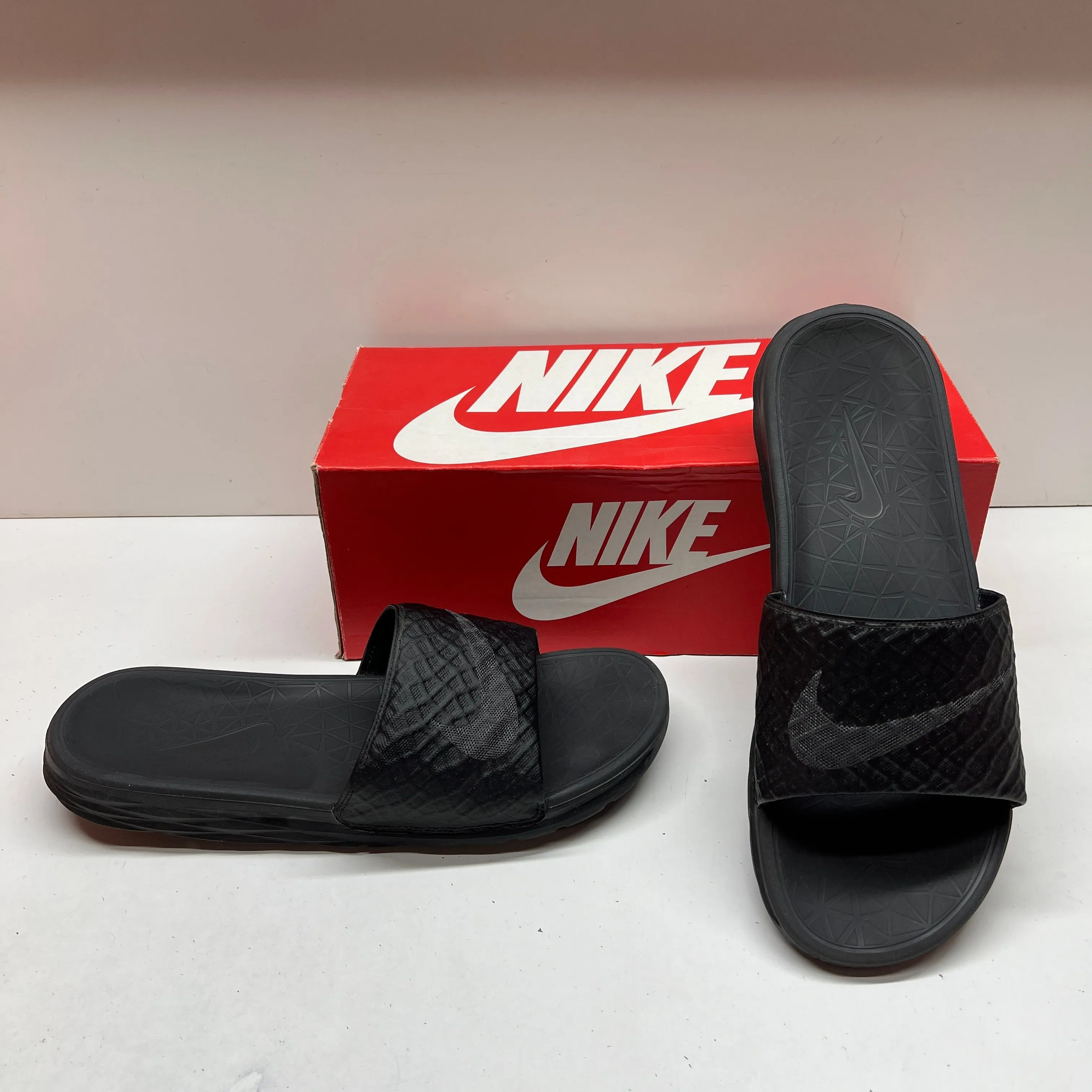 Product image for Nike Benassi Solarsoft Slide 2 705474 091 Black Gray Slides Sandals Shoes Men 12