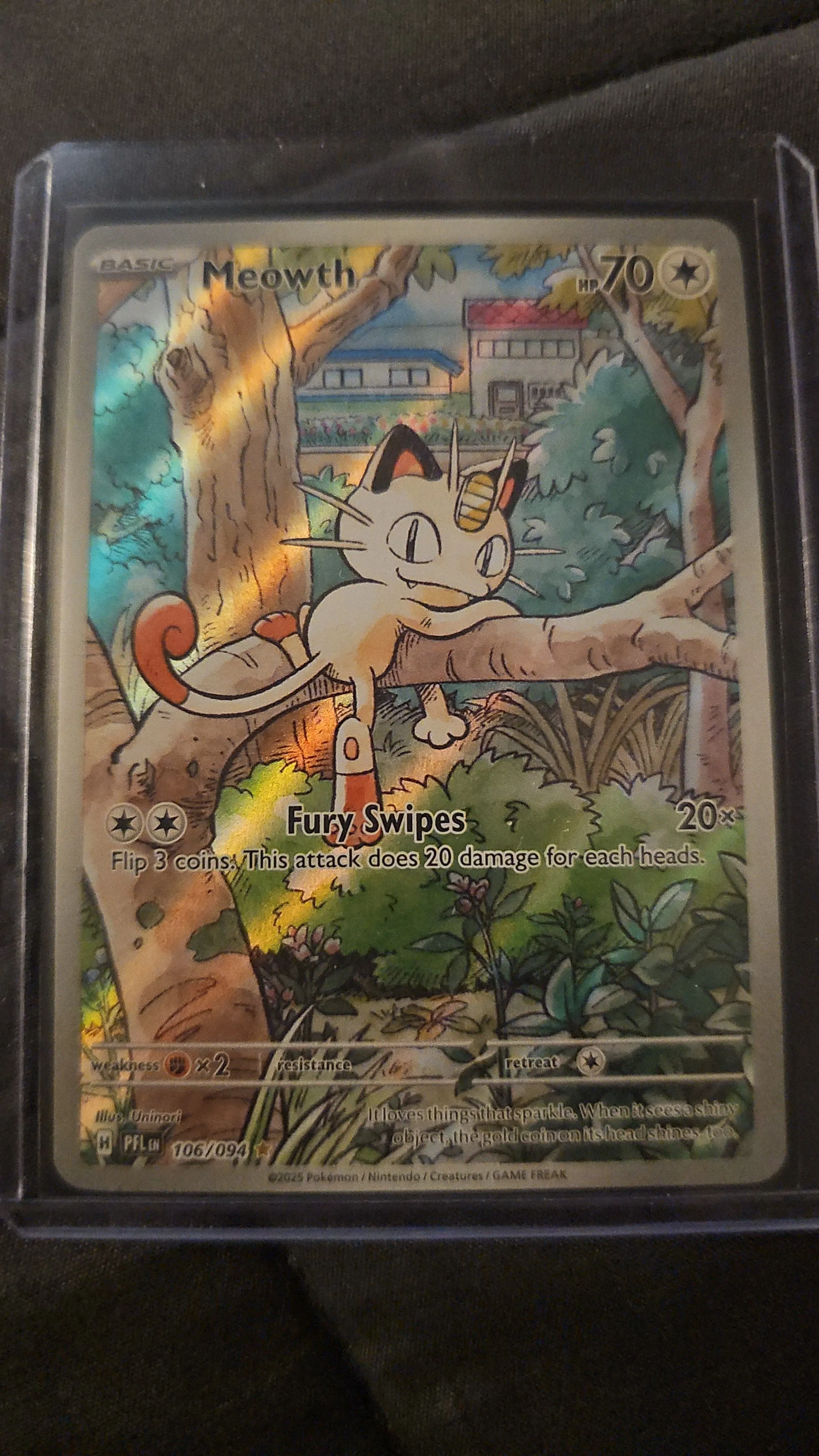 2025 Pokemon Phantasmal Flames #106/094 Meowth Illustration Rare