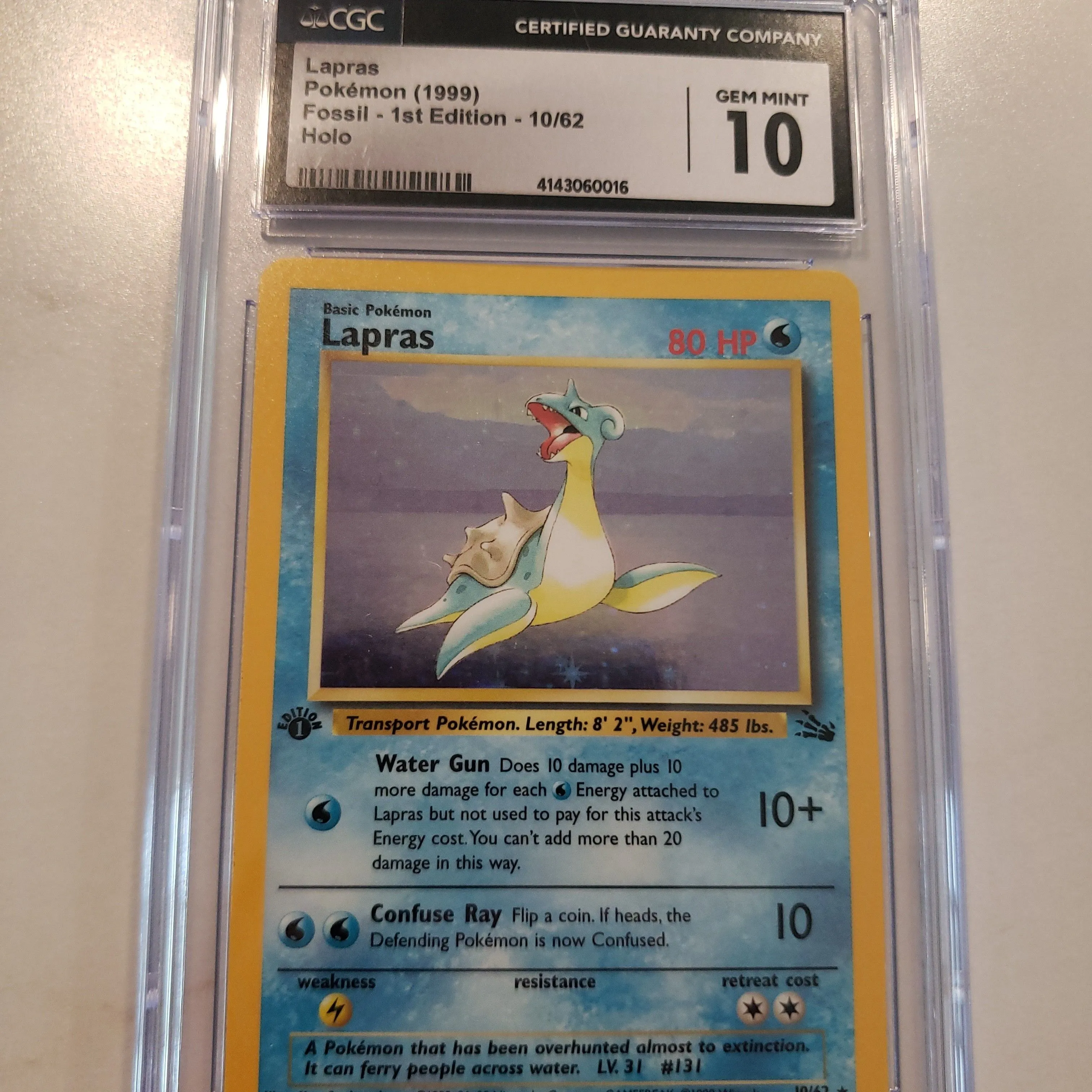 Product image for 1999 Fossil - 1st Edition Lapras Holo CGC 10.0