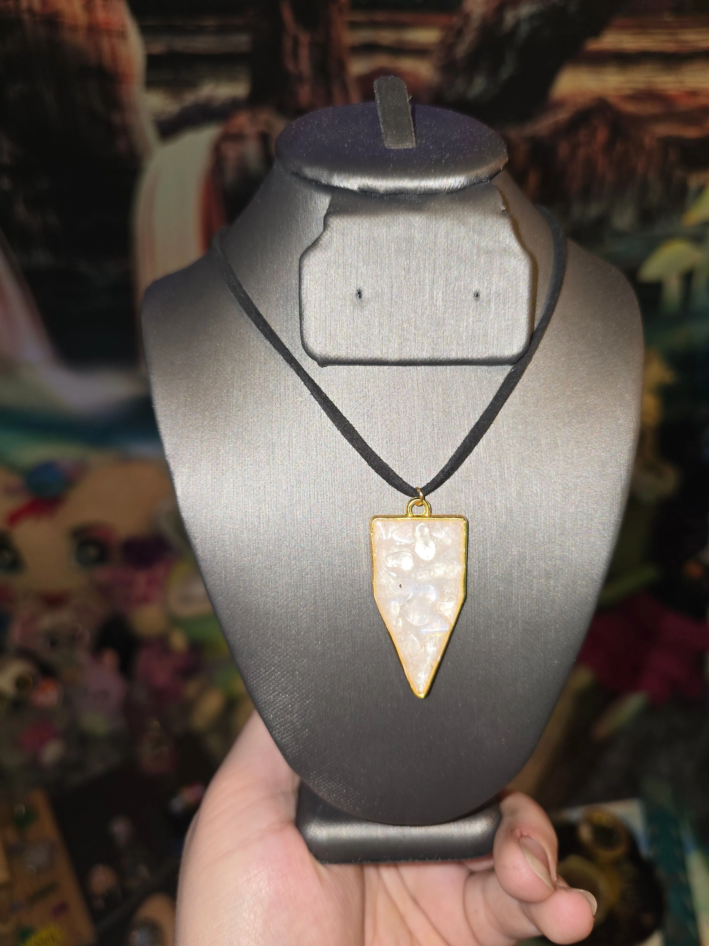 Product image for Moonstone Amulet & Charm Necklace On Adjustable Genuine Leather Cord