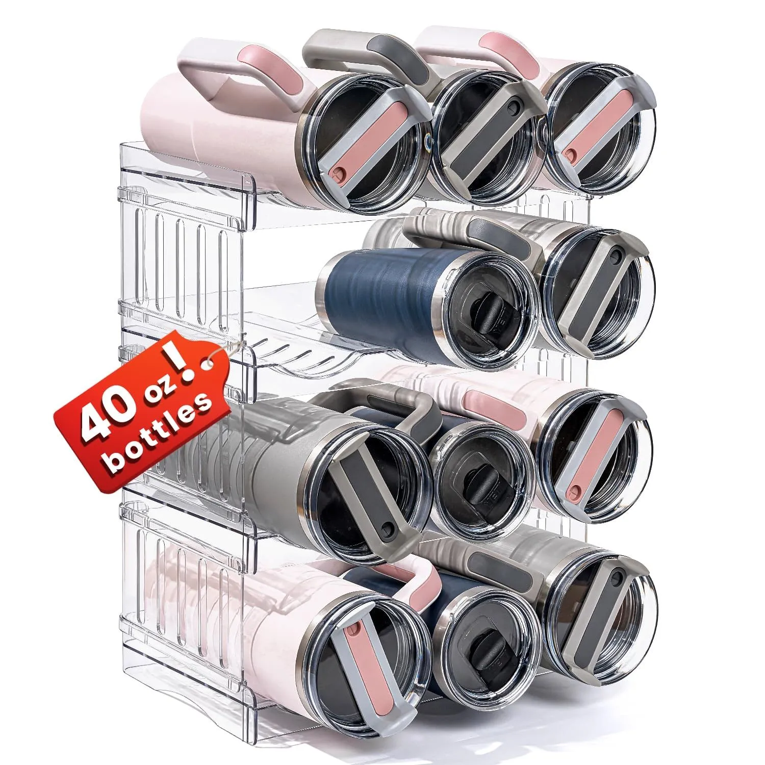 Product image for NIB Water Bottle Organizer 40 oz Tumblers with Handle - 4 Tiers/12 Cups