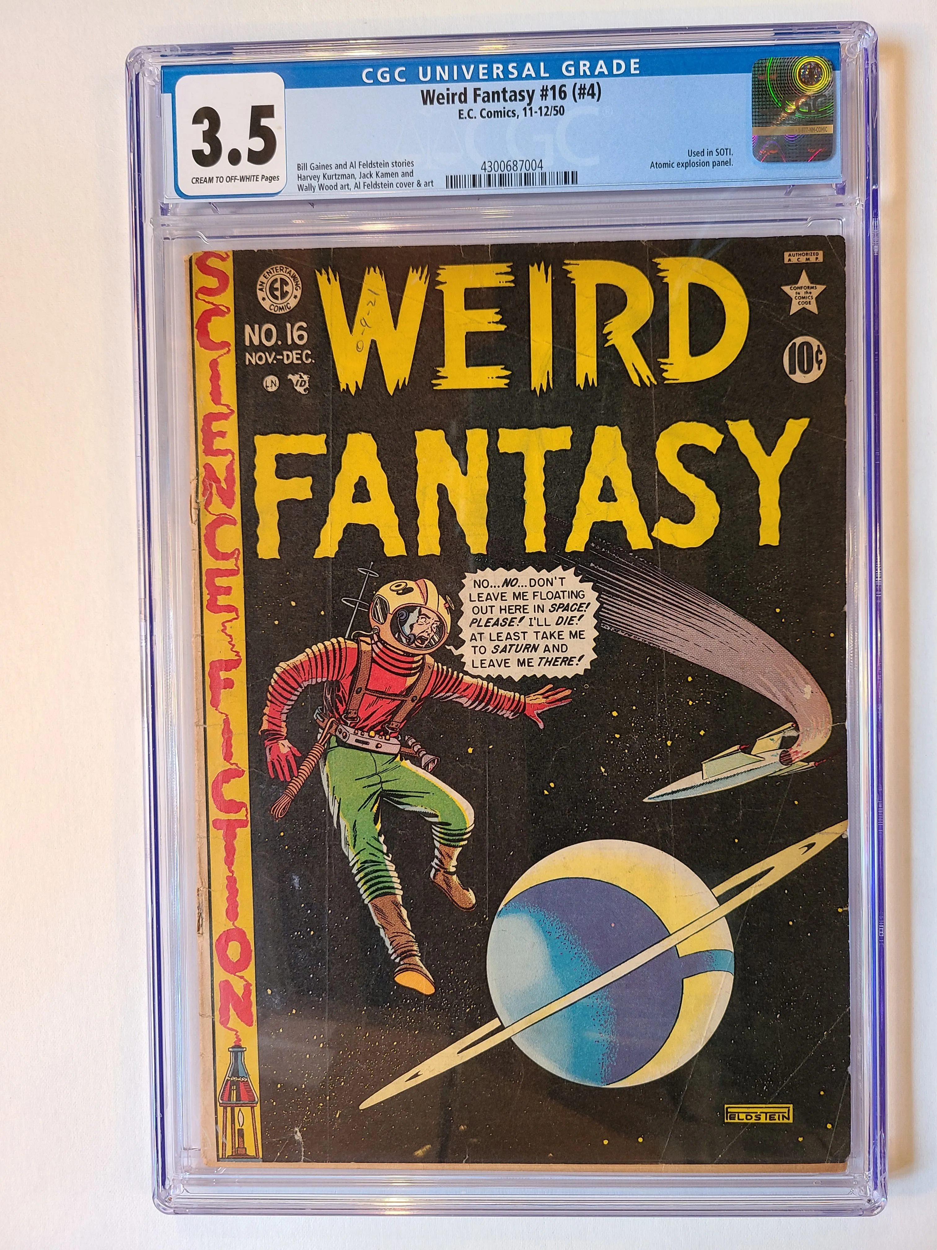Product image for WEIRD FANTASY # 16 ( iSSUE # 4) EC 1950 CGC 3.5 USED IN SOTI EXPLOSION PANEL