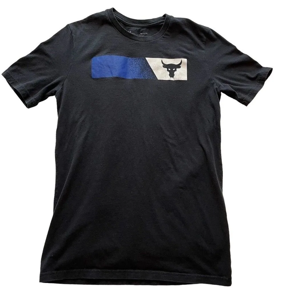Product image for UNDER Armour Heat Gear Project Rock Brahma Bull Loose Fit Black T-shirt Small