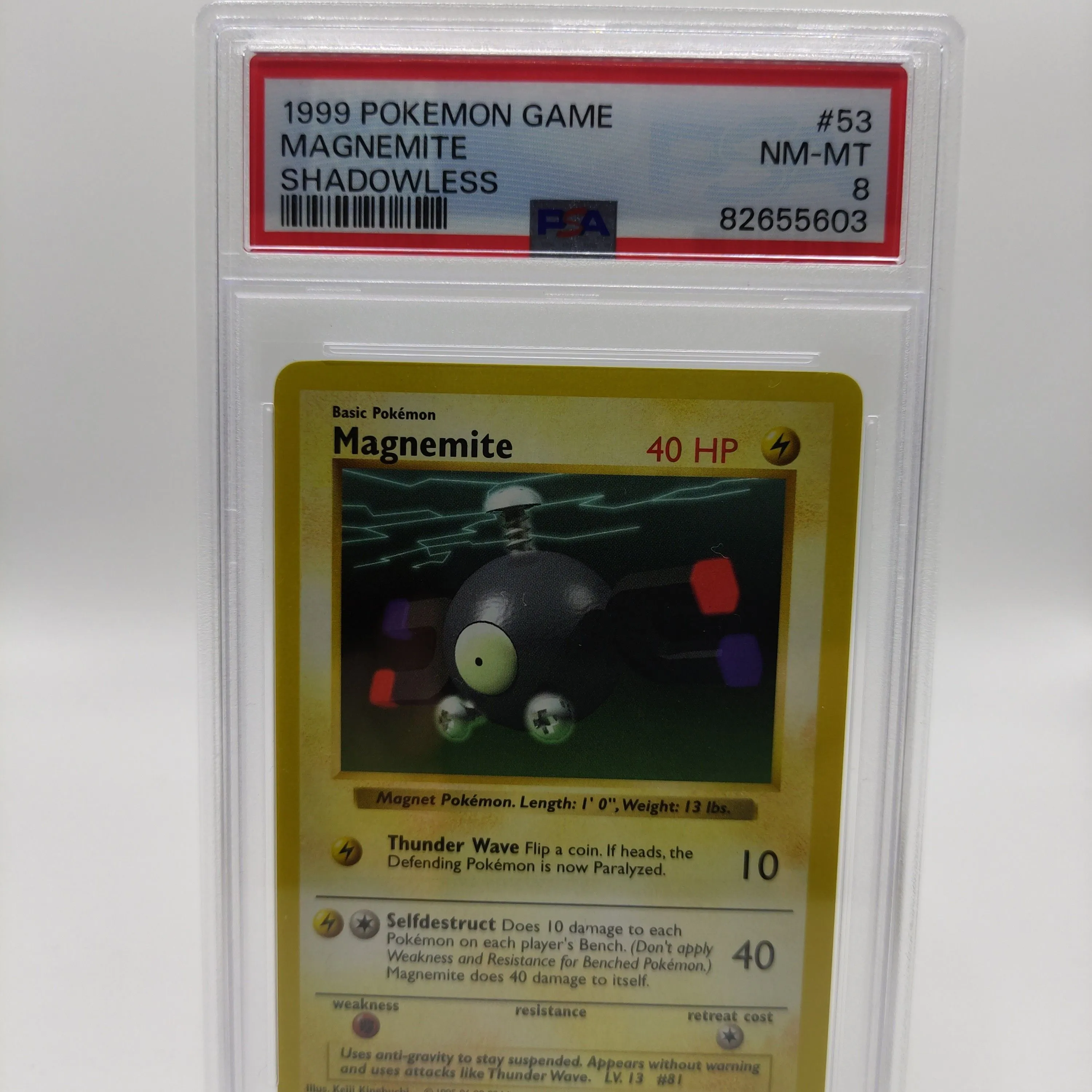 Product image for Base Set 1999 Pokemon Game Magnemite Shadowless PSA NM-MT 8