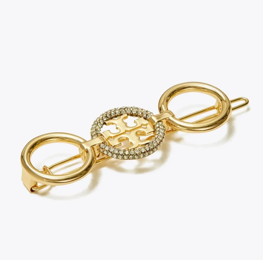 Product image for New Tory Burch Miller Pave Barrette in Tory Gold; 2.4”