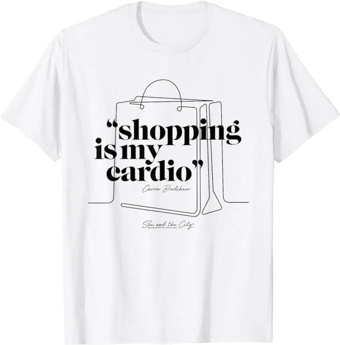 Product image for NWOT Carrie Bradshaw "Shopping Is My Cardio" T-Shirt, XL