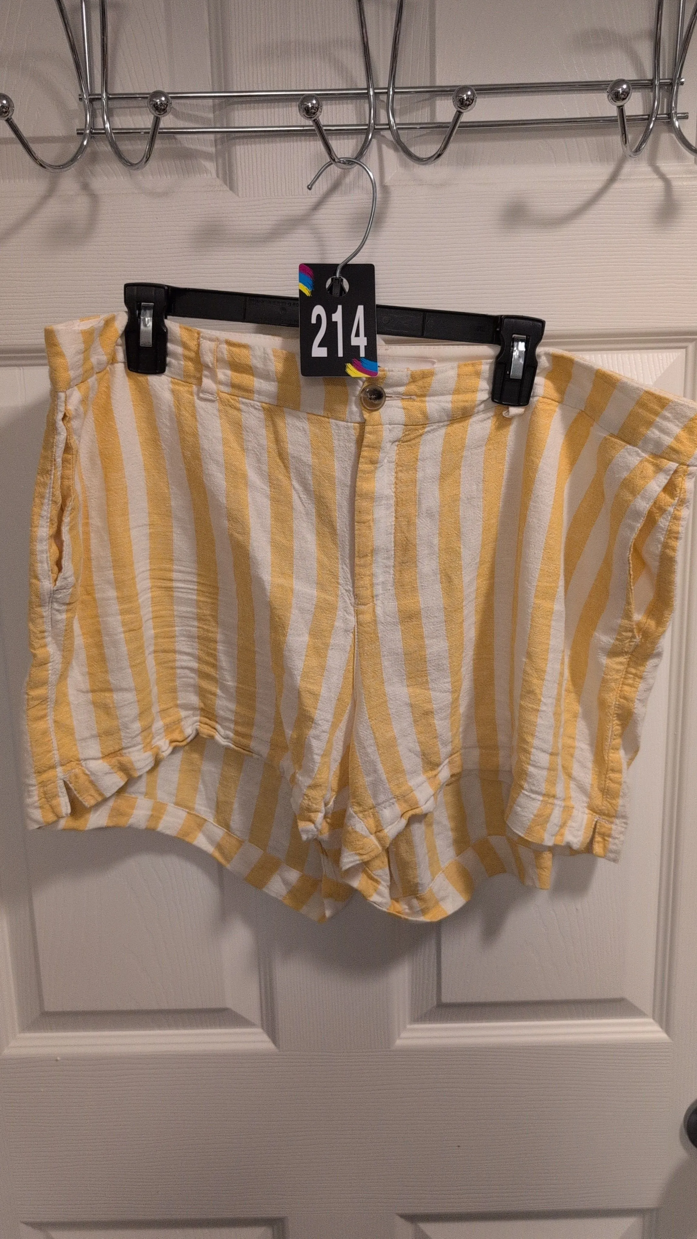 Product image for SALE 214 Old Navy wide yellow stripe linen blend shorts size 16