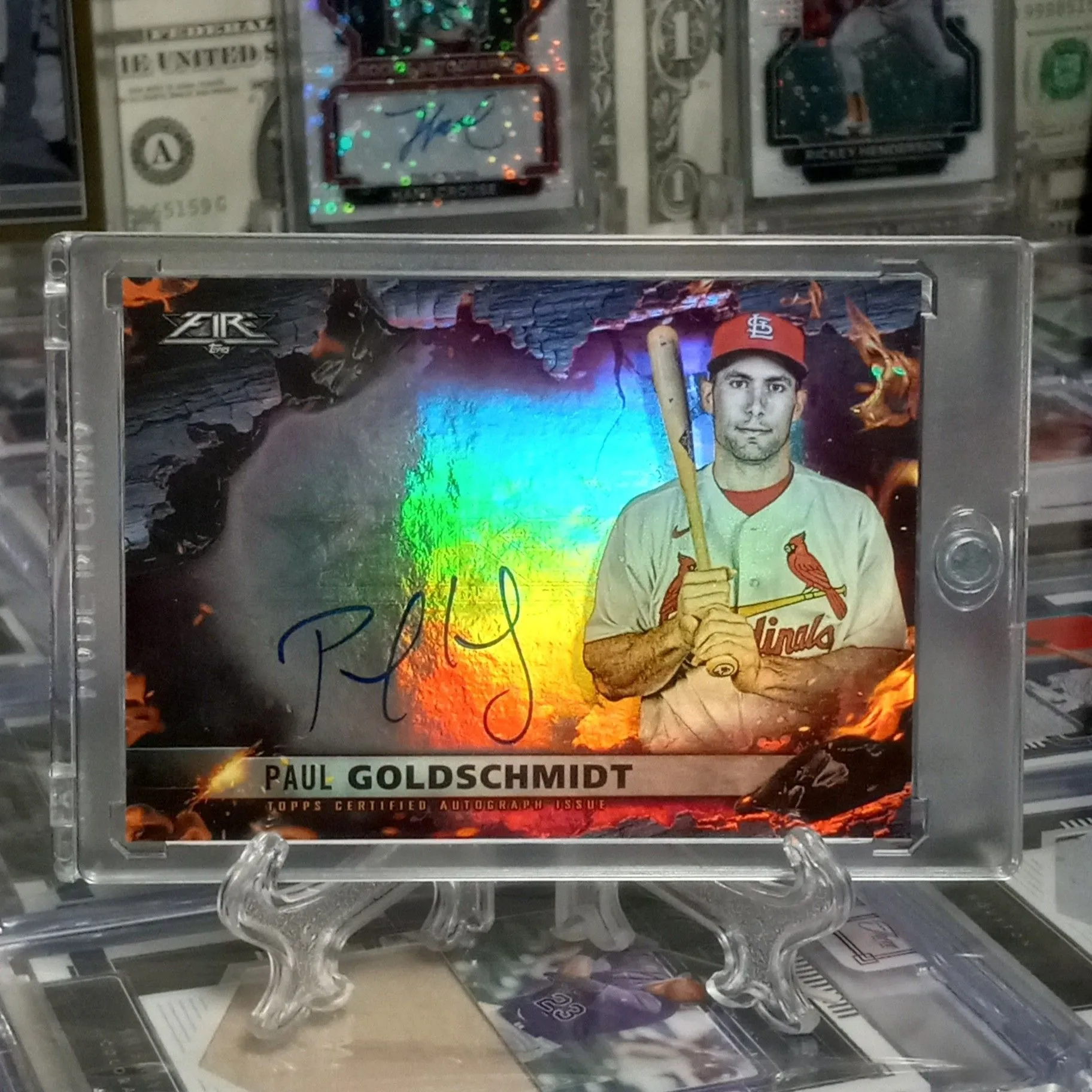 Product image for Paul Goldschmidt 2022 topps fire scorching sigs magenta /25