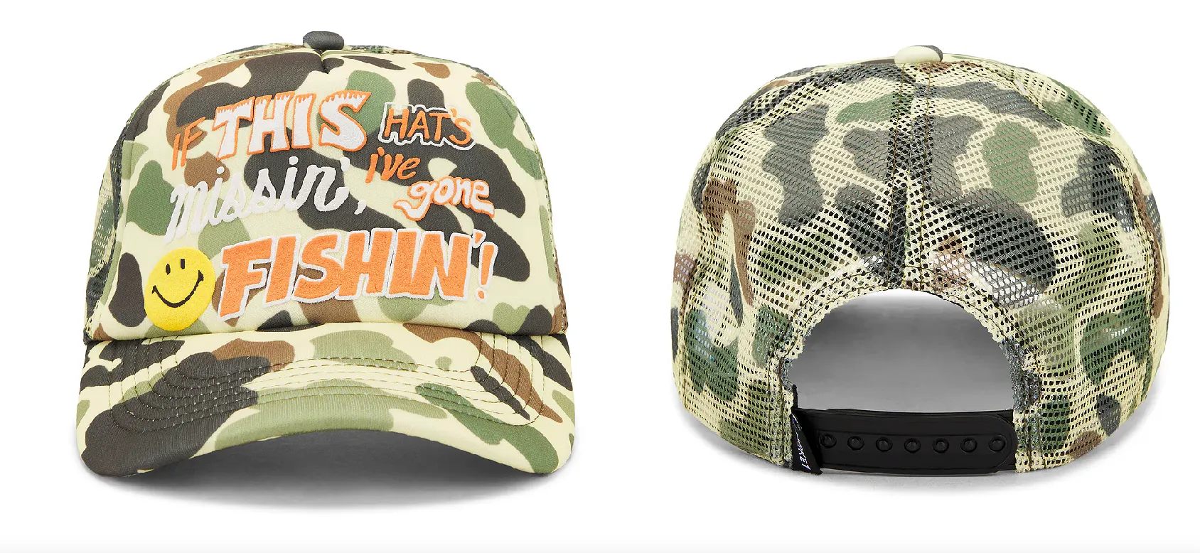 Product image for Smiley Camo Trucker Hat