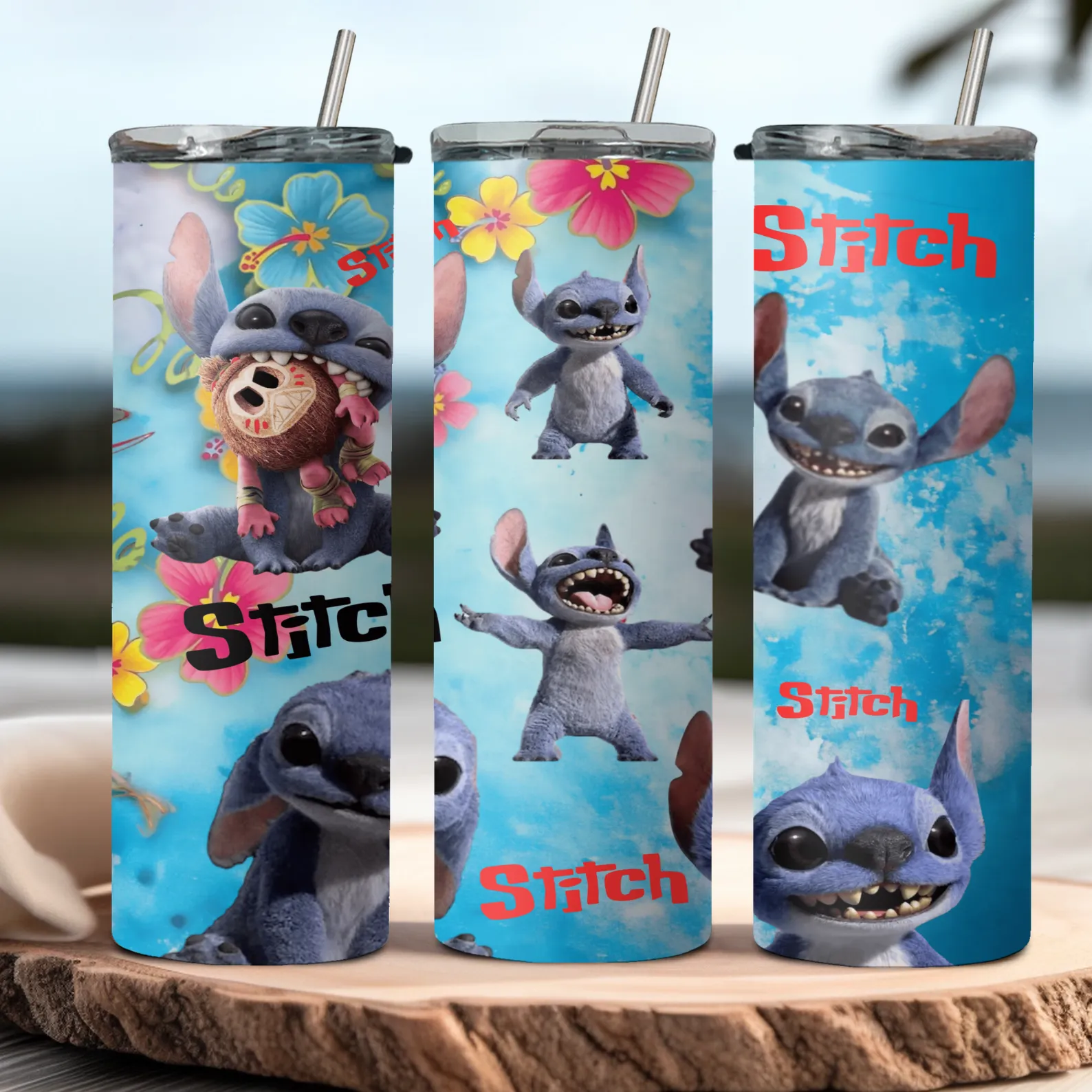Product image for Stitch Movie 20oz stainless steel reusable tumbler with lid and straw