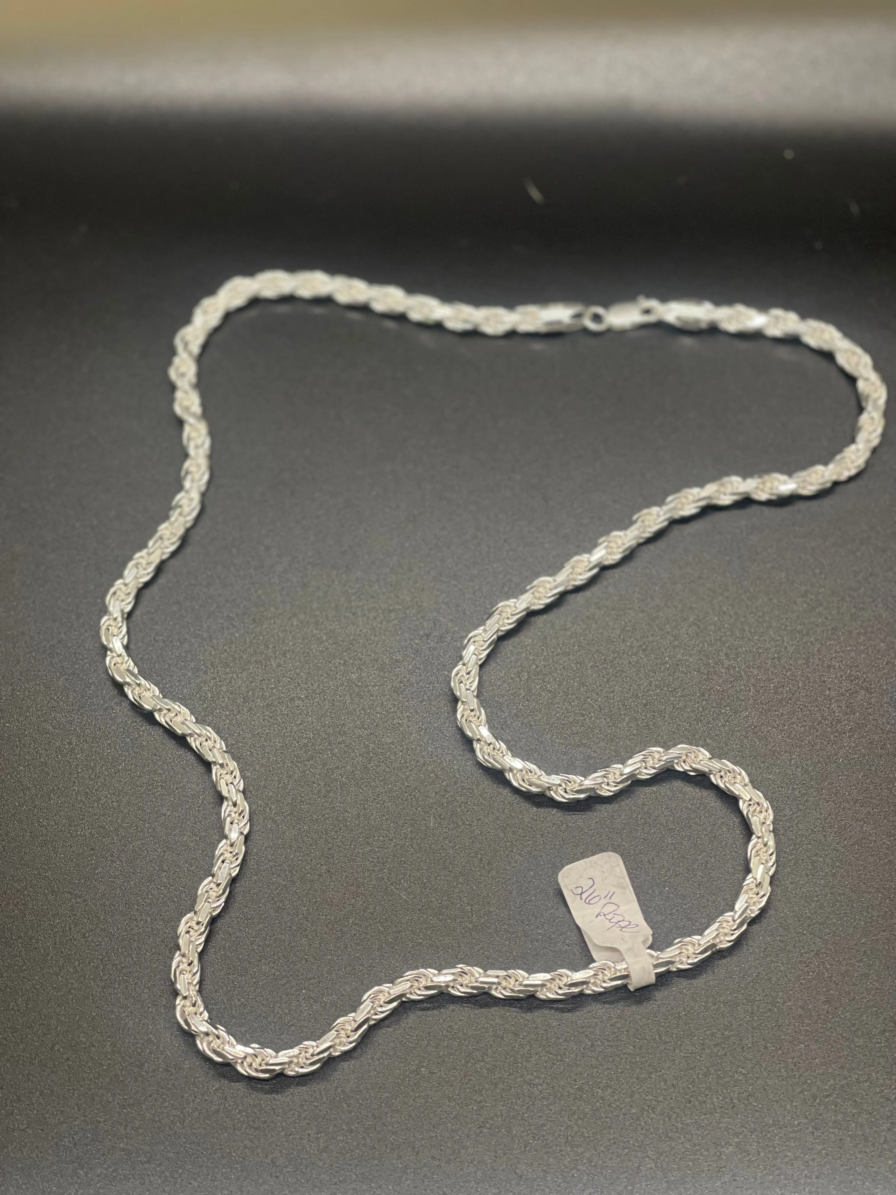 Product image for 925 sterling silver solid 26” 5.6mm Rope chain stamped Italy